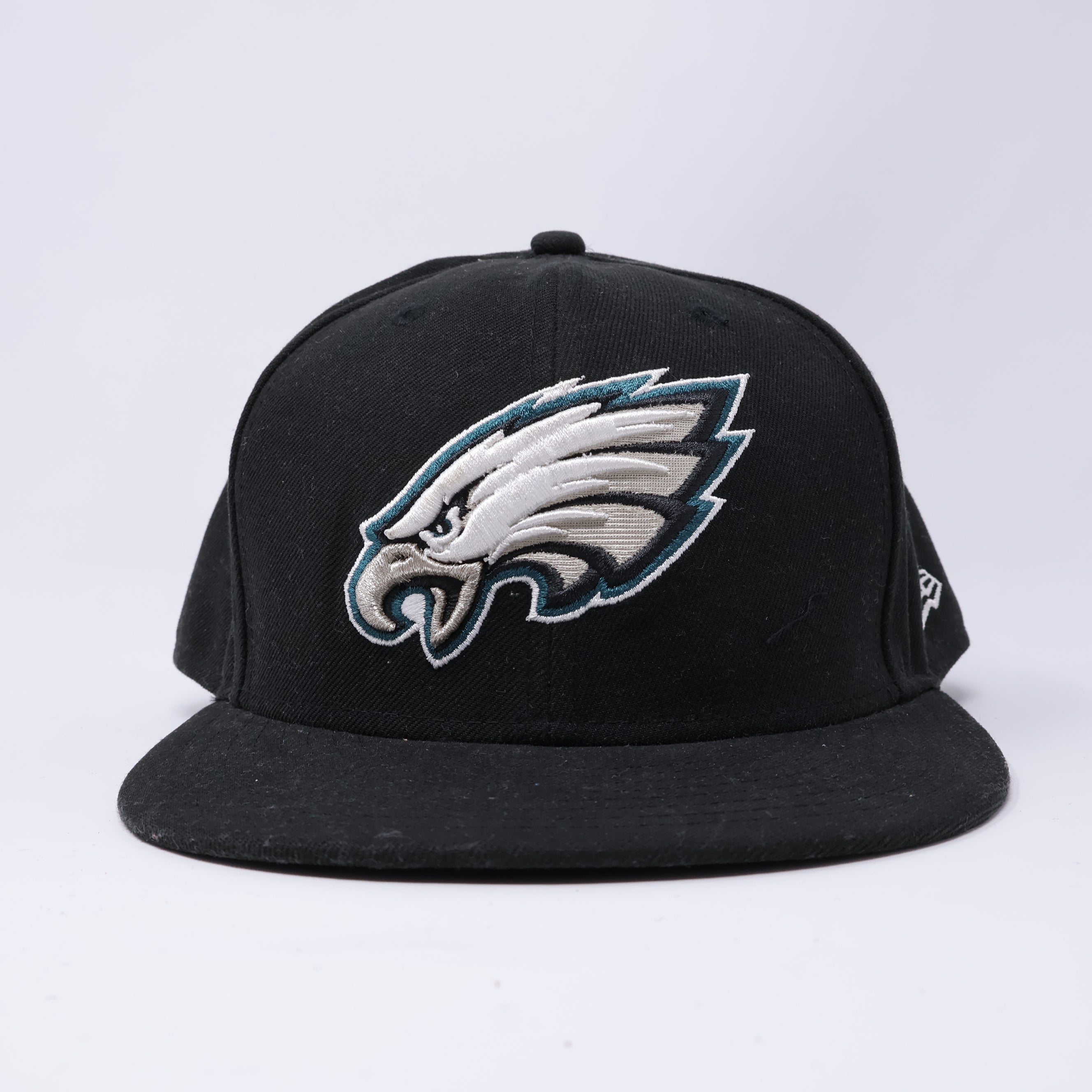 USED 7/8 Black Philadelphia Eagles NFL 59fifty New Era Fitted Hat Cap