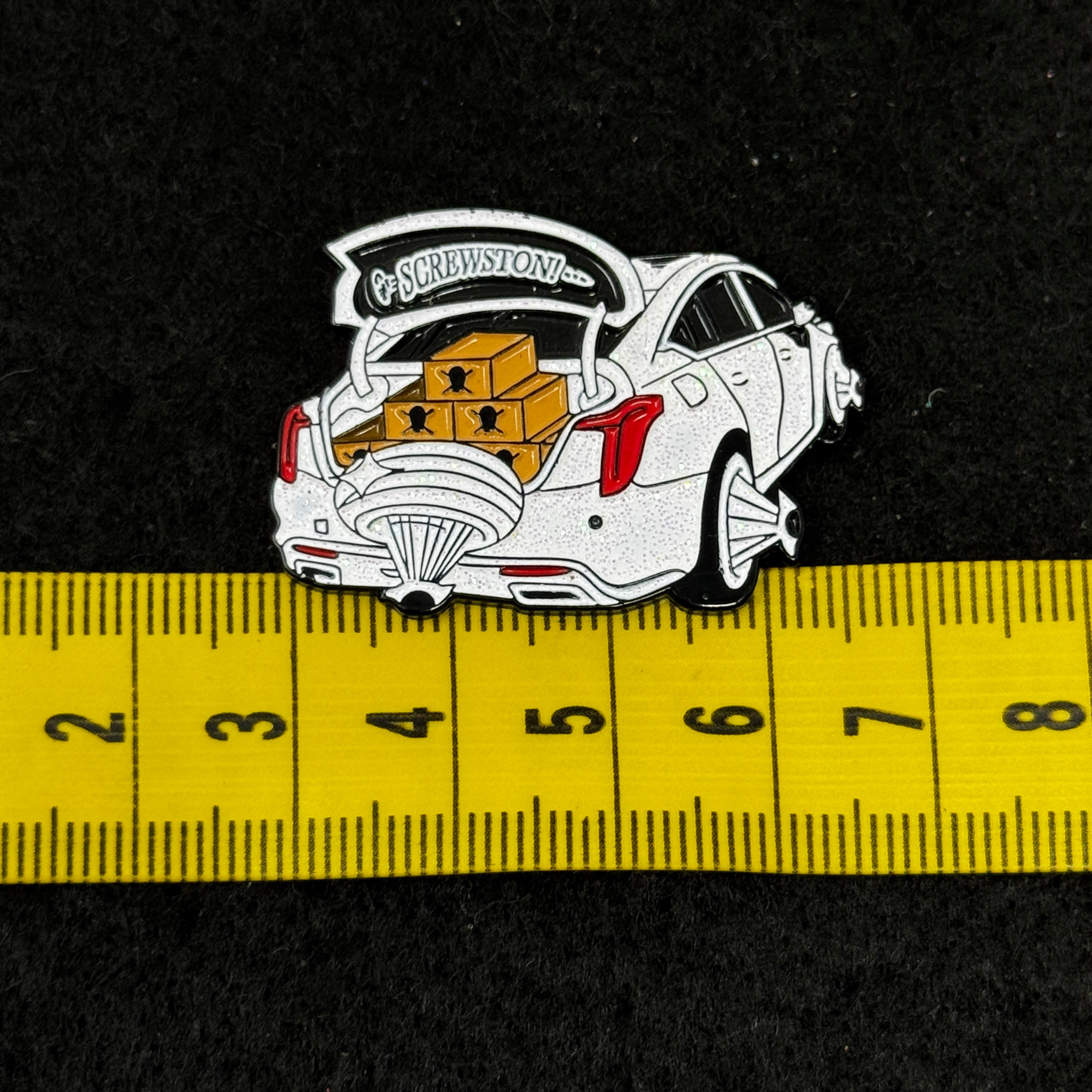 TXFitteds Screwston White Iris Glitter Slab Car Graphic Pin