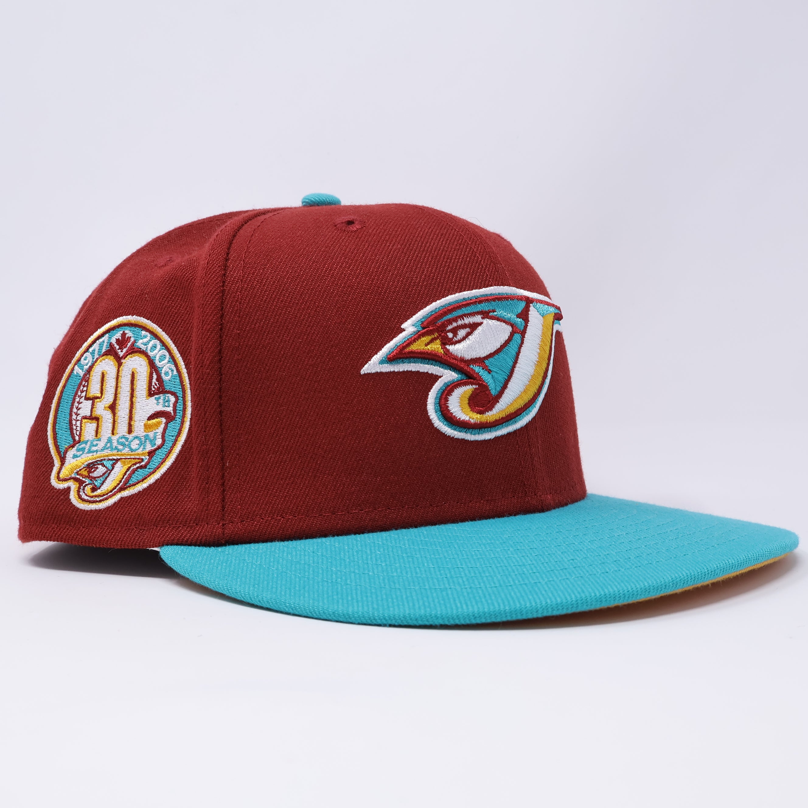7 5/8 USED Maroon Toronto Blue Jays 30th Anniversary 59fifty New Era Fitted Hat Cap