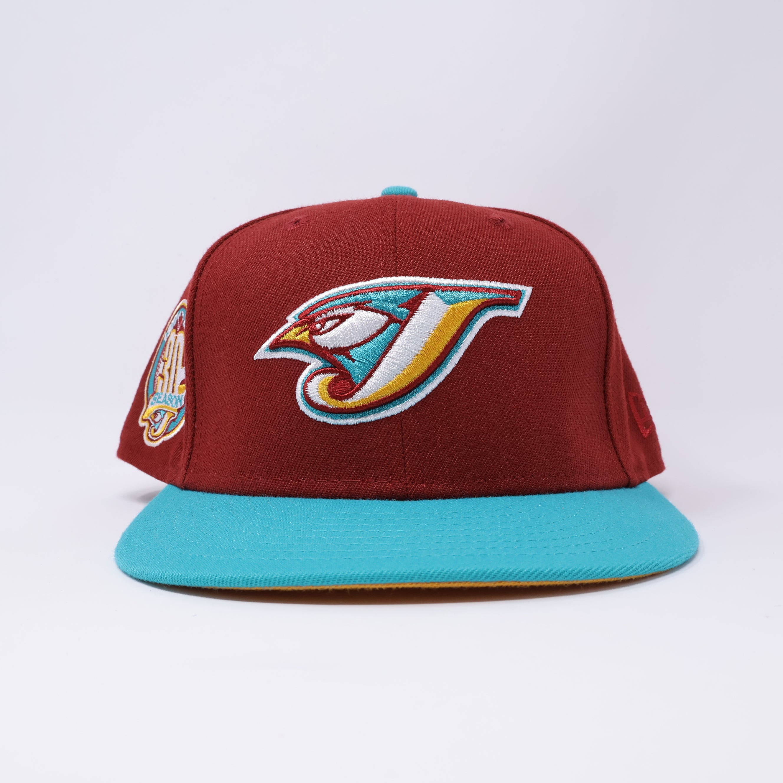 7 5/8 USED Maroon Toronto Blue Jays 30th Anniversary 59fifty New Era Fitted Hat Cap