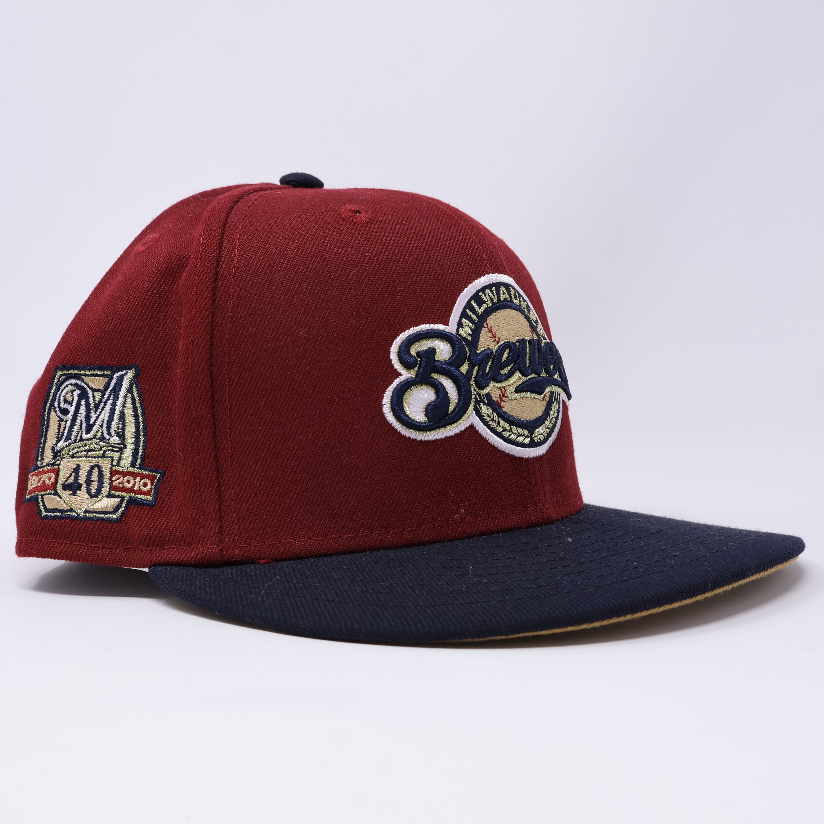 USED 1/8 Brick Red Milwaukee Brewers 40th Anniversary 59fifty New Era Fitted Hat Cap