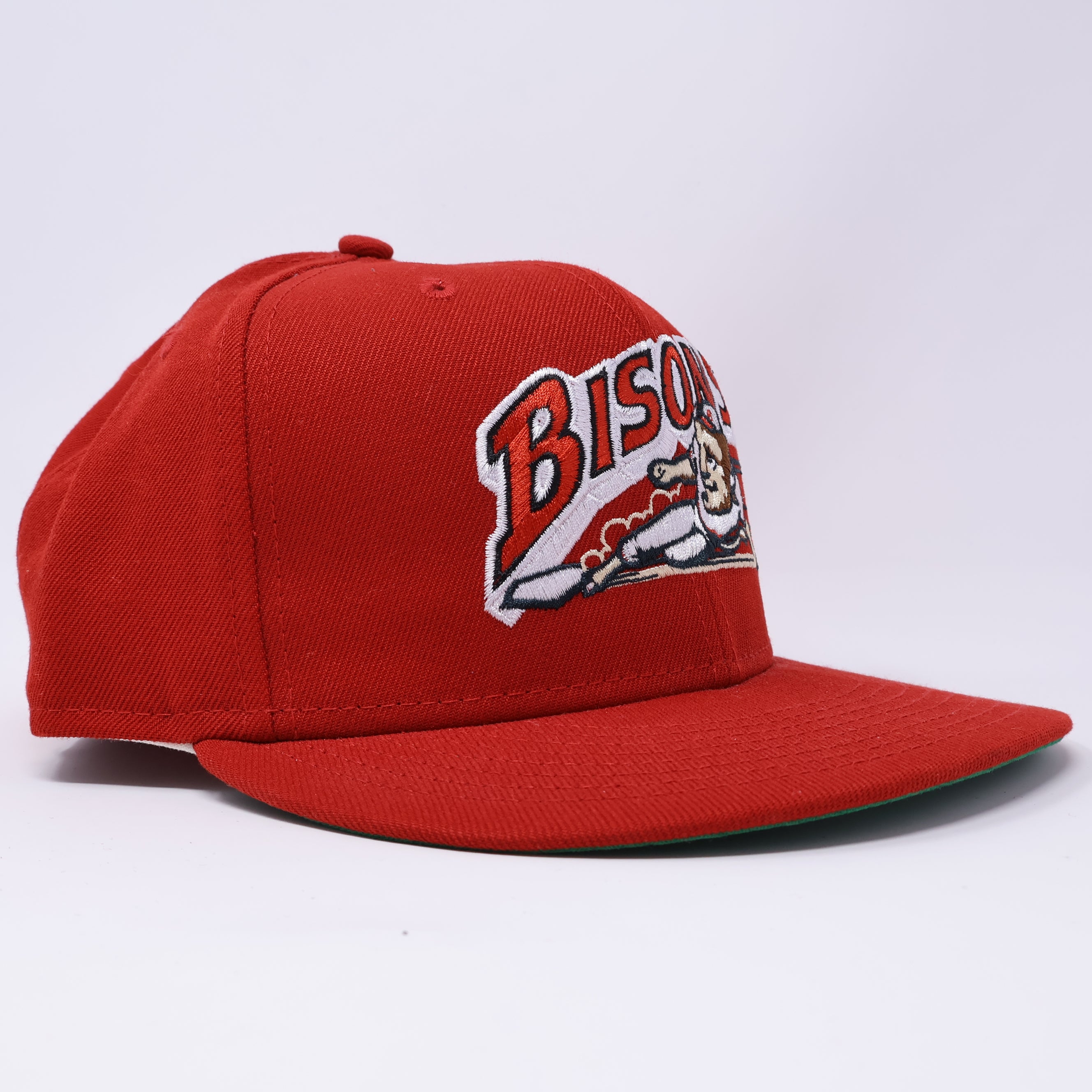 USED 5/8 Red Buffalo Bisons Minor League Simple 59fifty New Era Fitted Hat Cap