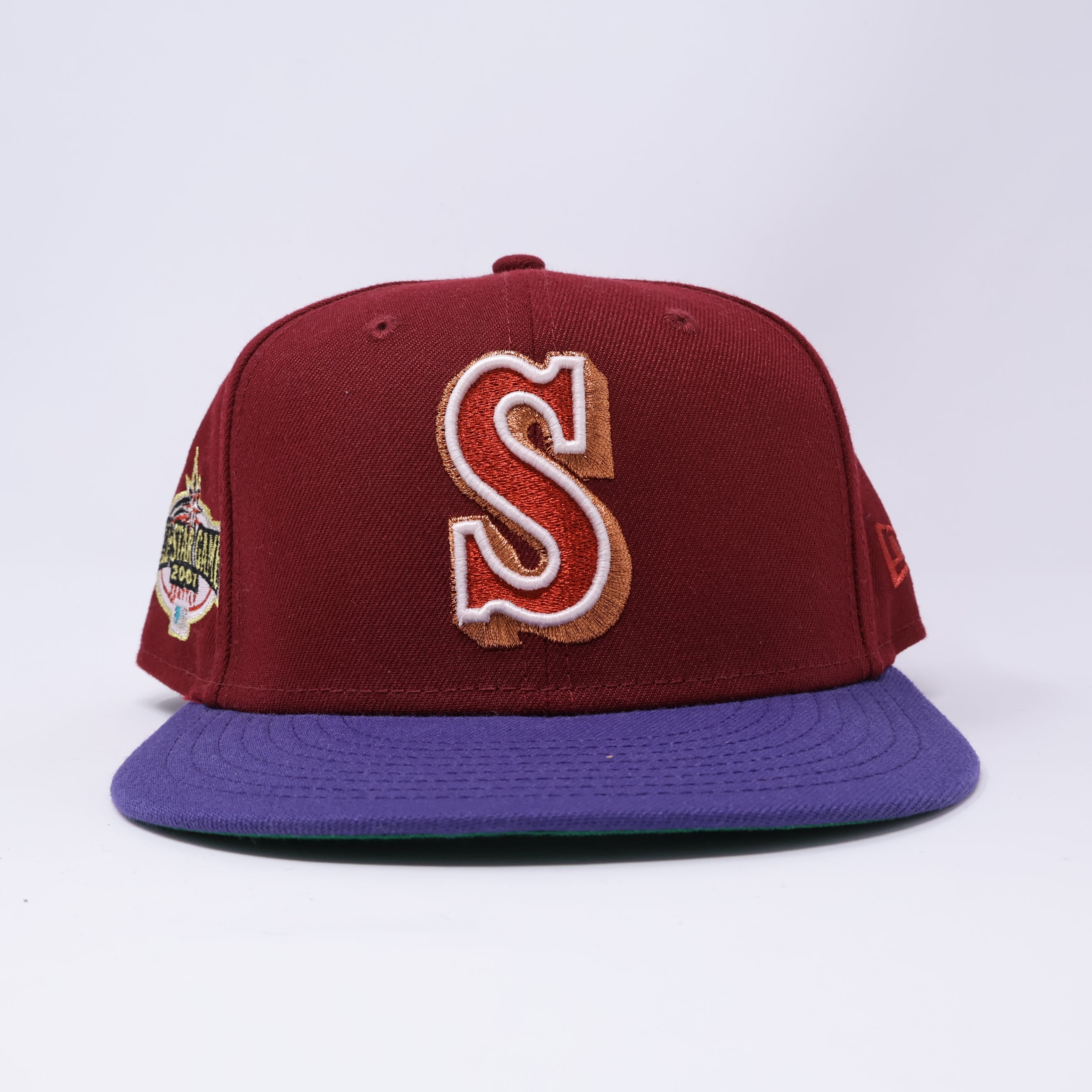USED 3/4 Maroon Seattle Mariners 2001 All Star Game 59fifty New Era Fitted Hat Cap