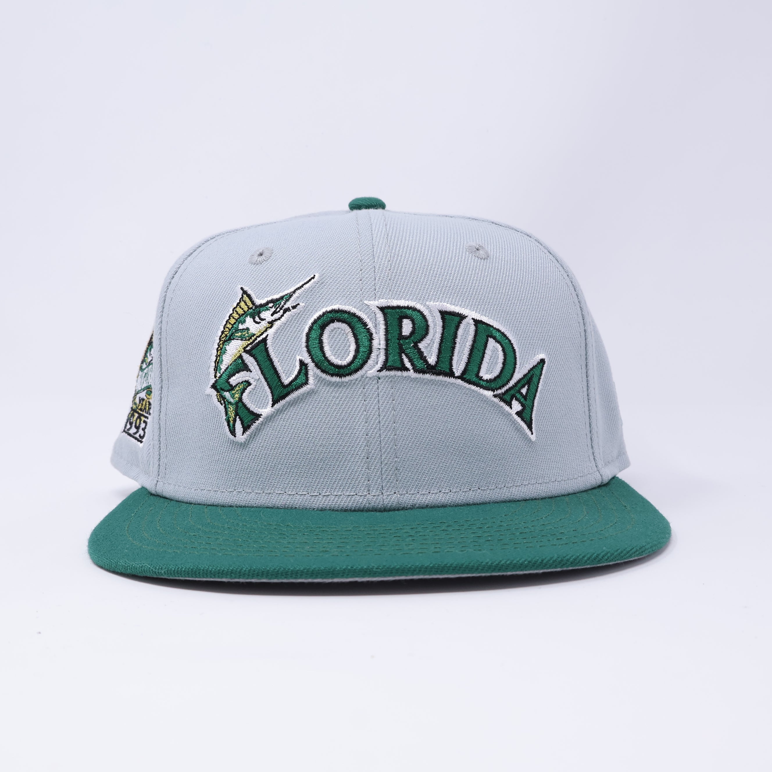 USED 1/8 Gray Florida Marlins 1993 Inaugural Year 59fifty New Era Fitted Hat Cap