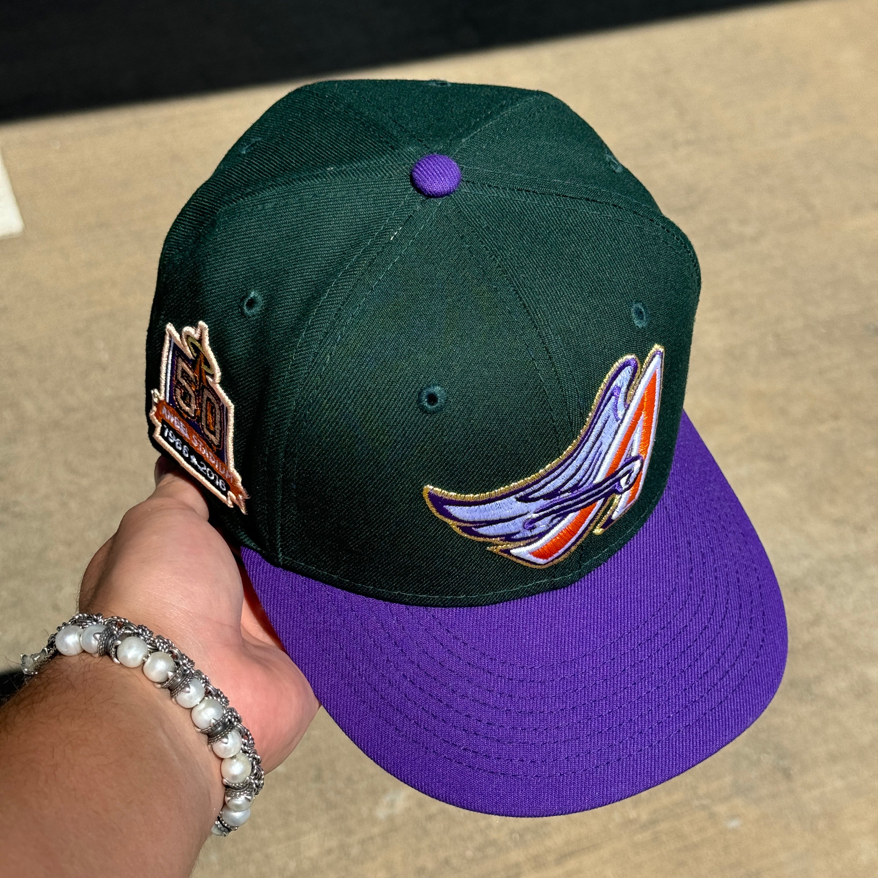 USED 1/4 Green California Angels 50th Anniversary 59fifty New Era Fitted Hat Cap