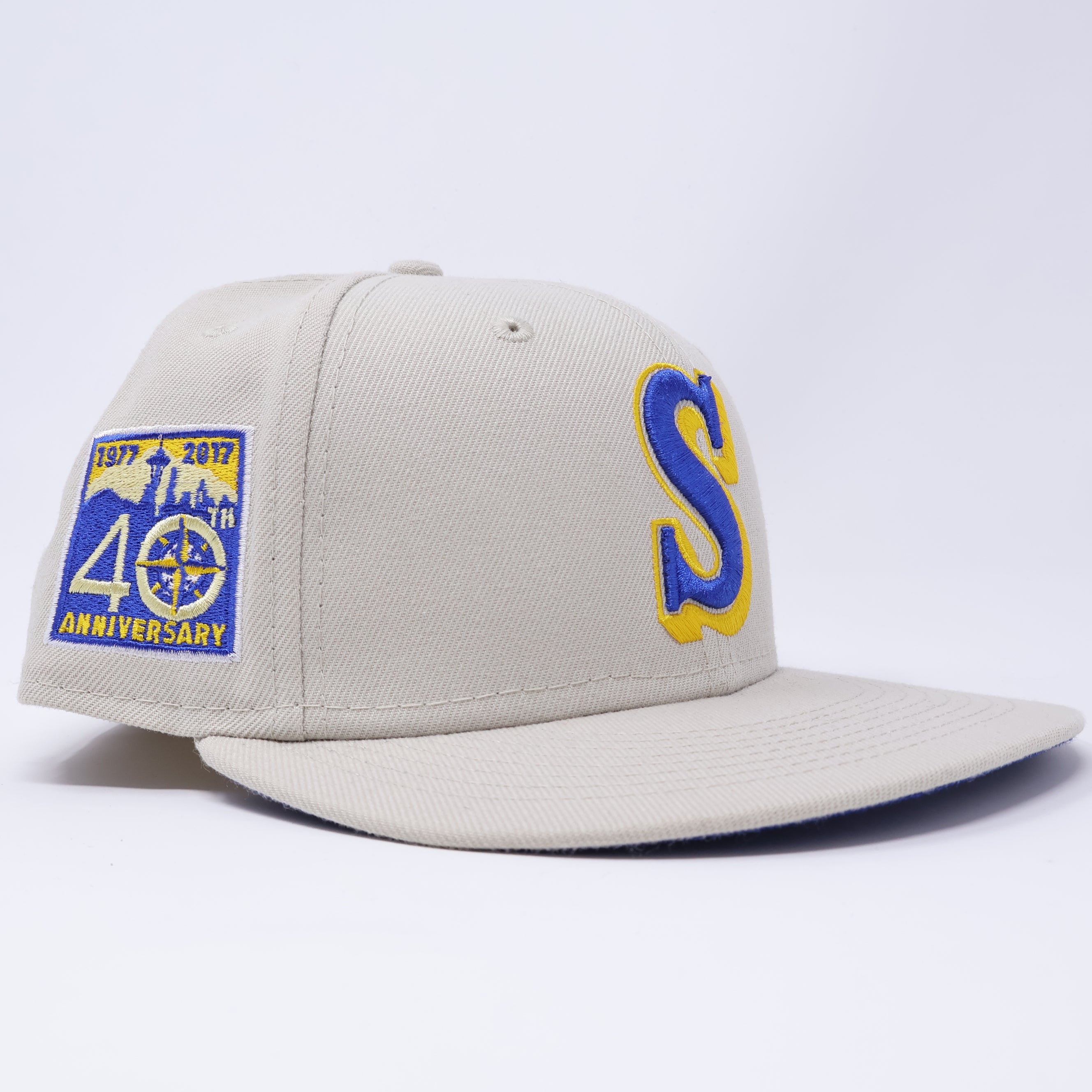 USED 1/8 Light Gray Seattle Mariners 40th Anniversary 59fifty New Era Fitted Hat Cap