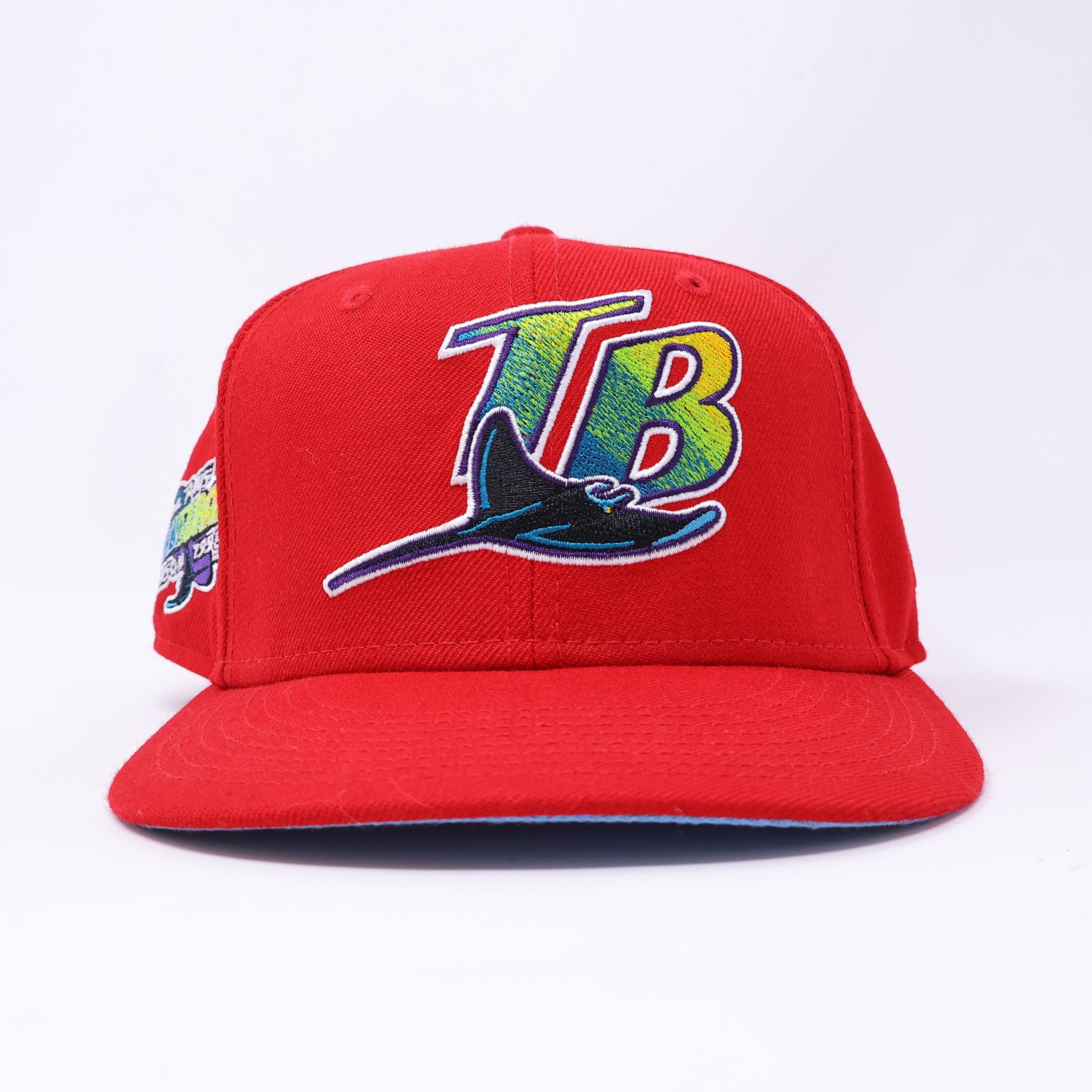 USED 1/4 Red Tampa Devil Rays Inaugural 1998 59fifty New Era Fitted Hat Cap