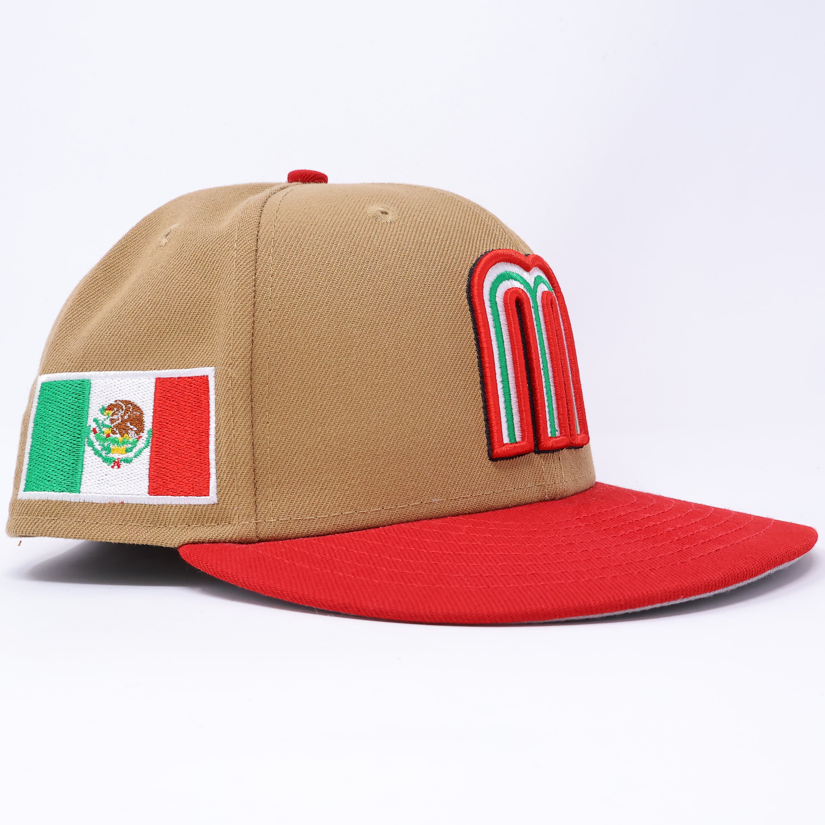 USED 3/8 Khaki Mexico WBC Mexican Flag 59fifty New Era Fitted Hat Cap