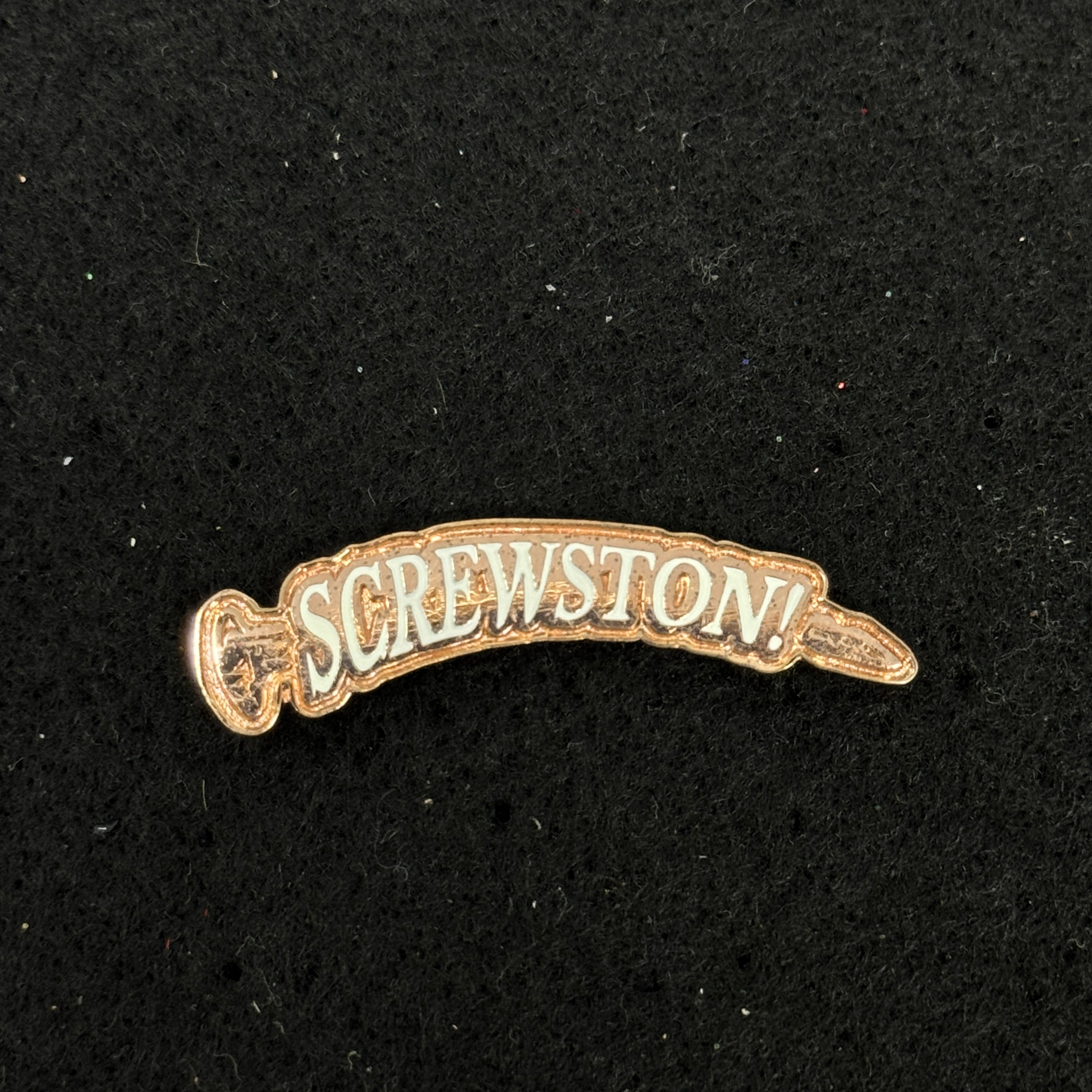 SCREWSTON Copper Plating White Text Script Pin