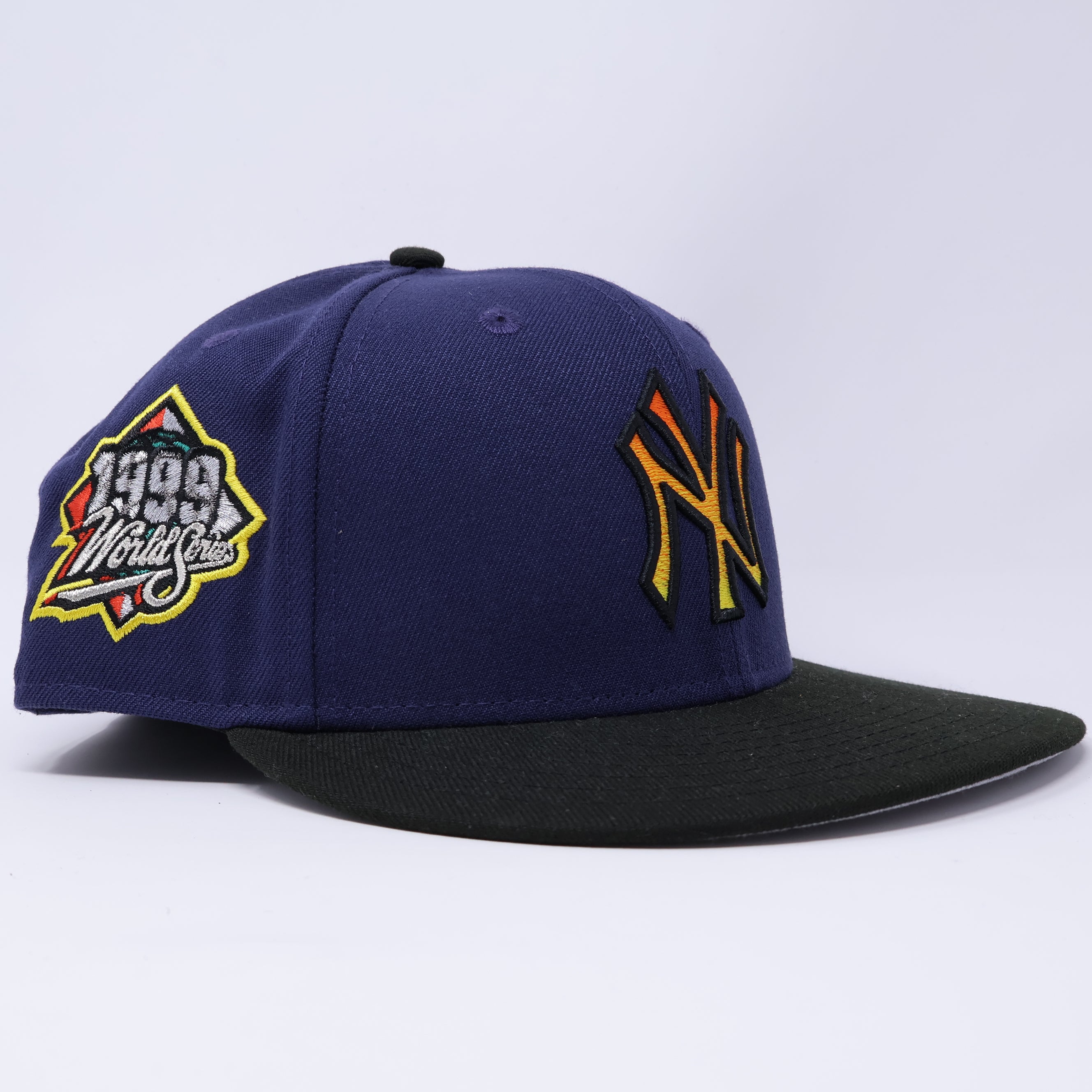 USED 3/4 Navy New York Yankees 1999 World Series 59fifty New Era Fitted Hat Cap