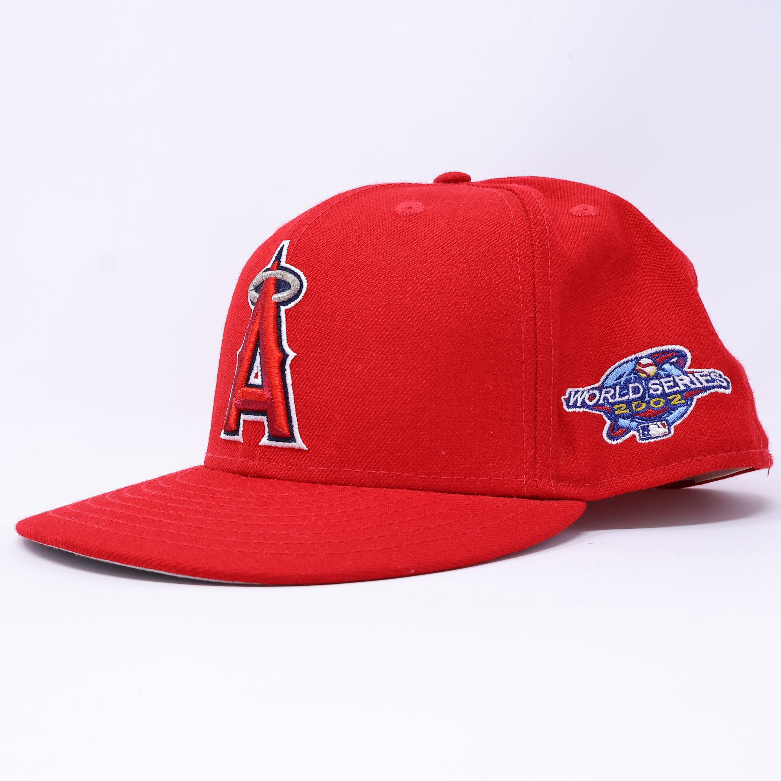 USED 3/8 Red Los Angeles Angels 2002 World Series 59fifty New Era Fitted Hat Cap