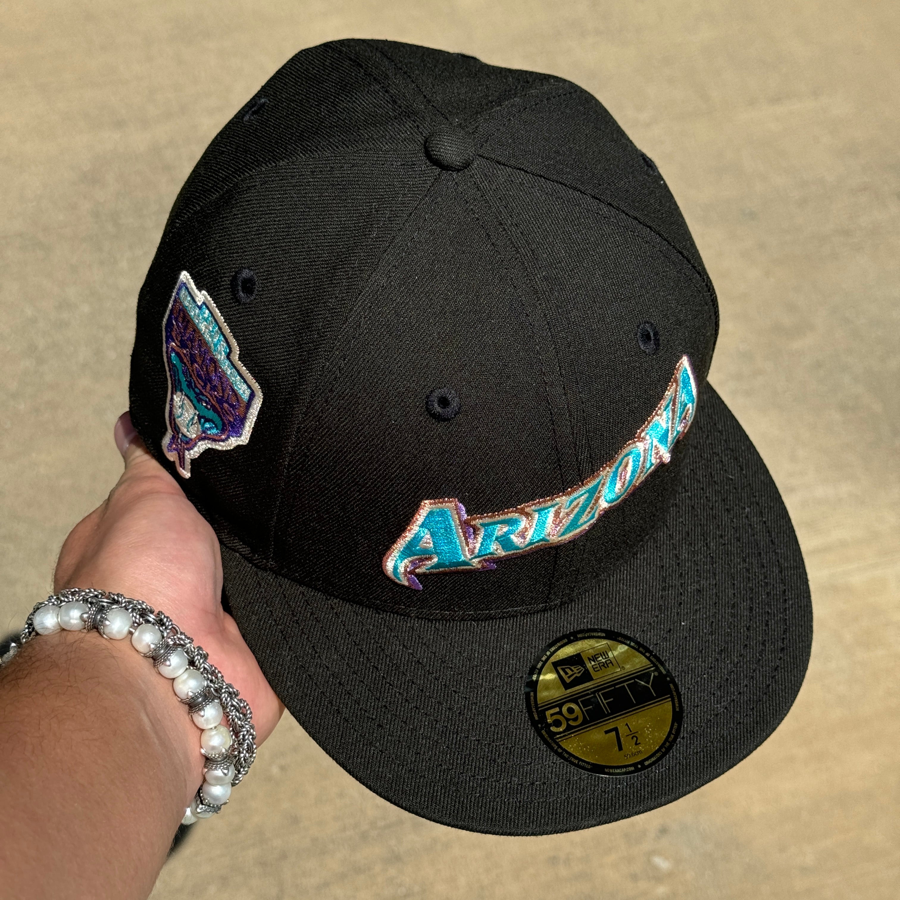 NEW 1/2 Black Arizona Diamondbacks 1998 Inaugural Season 59fifty New Era Fitted Hat Cap