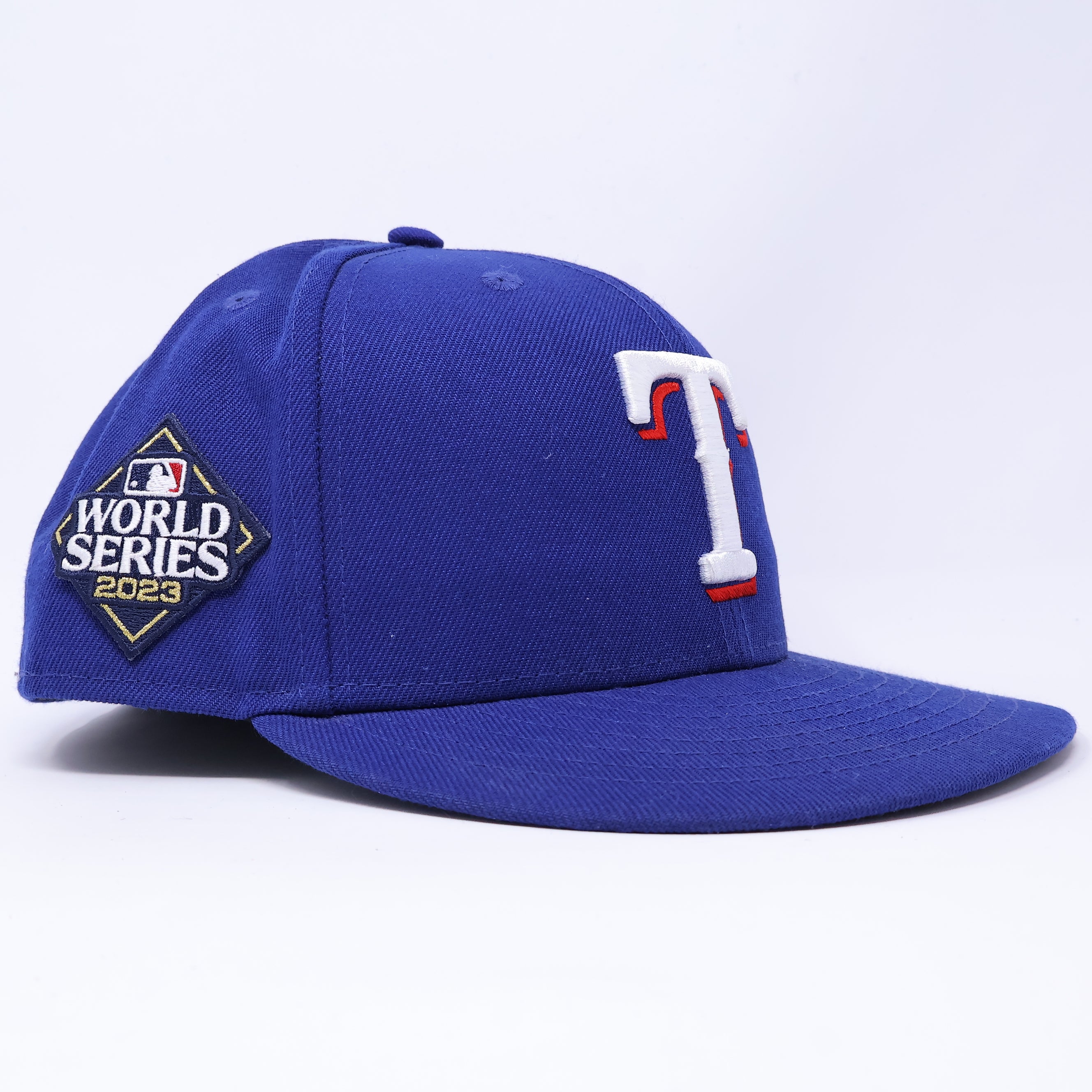 USED 1/2 Blue Dallas Texas Rangers 2023 World Series 59fifty New Era Fitted Hat Cap