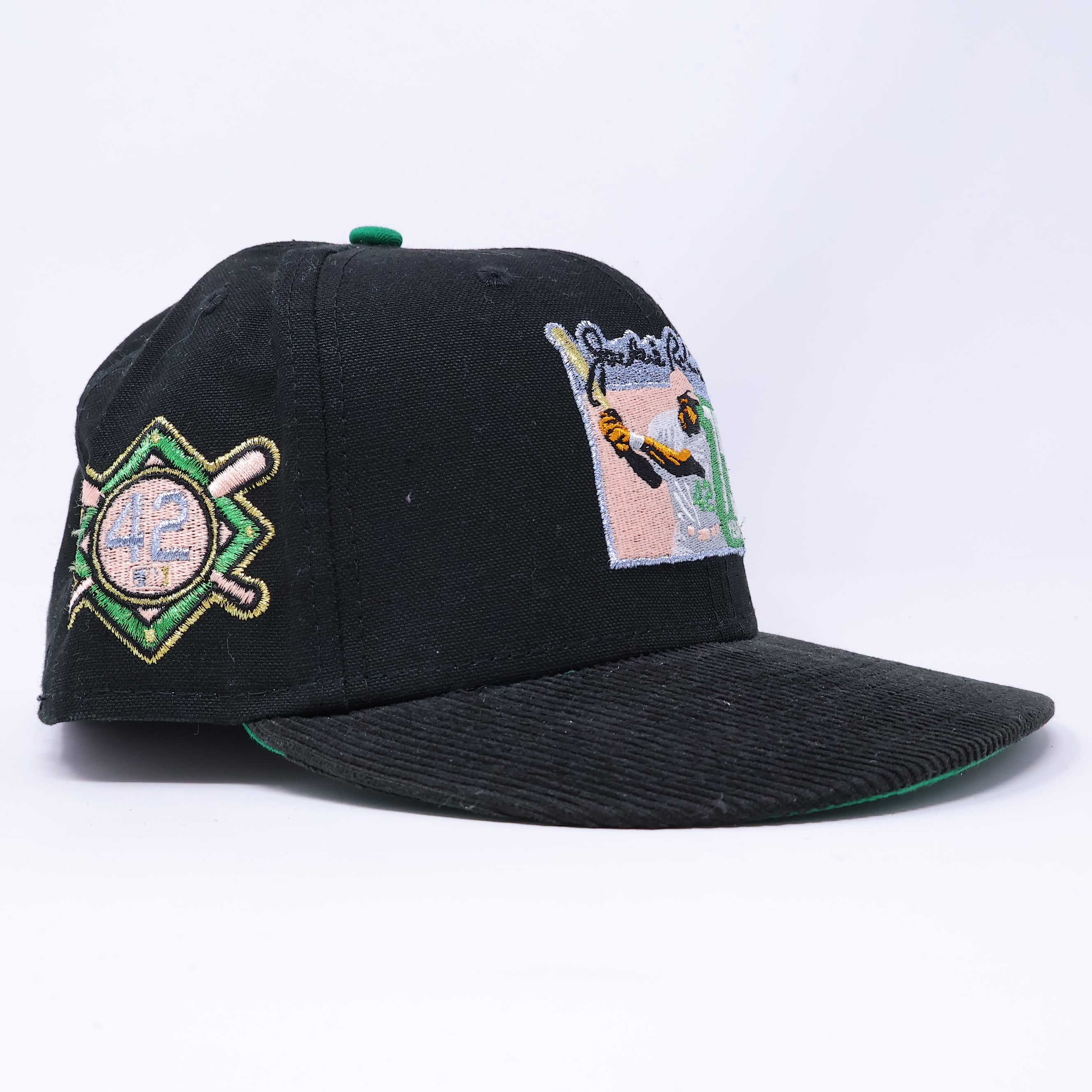 USED 1/2 Black Brooklyn Dodgers Jackie Robinson 59fifty New Era Fitted Hat Cap