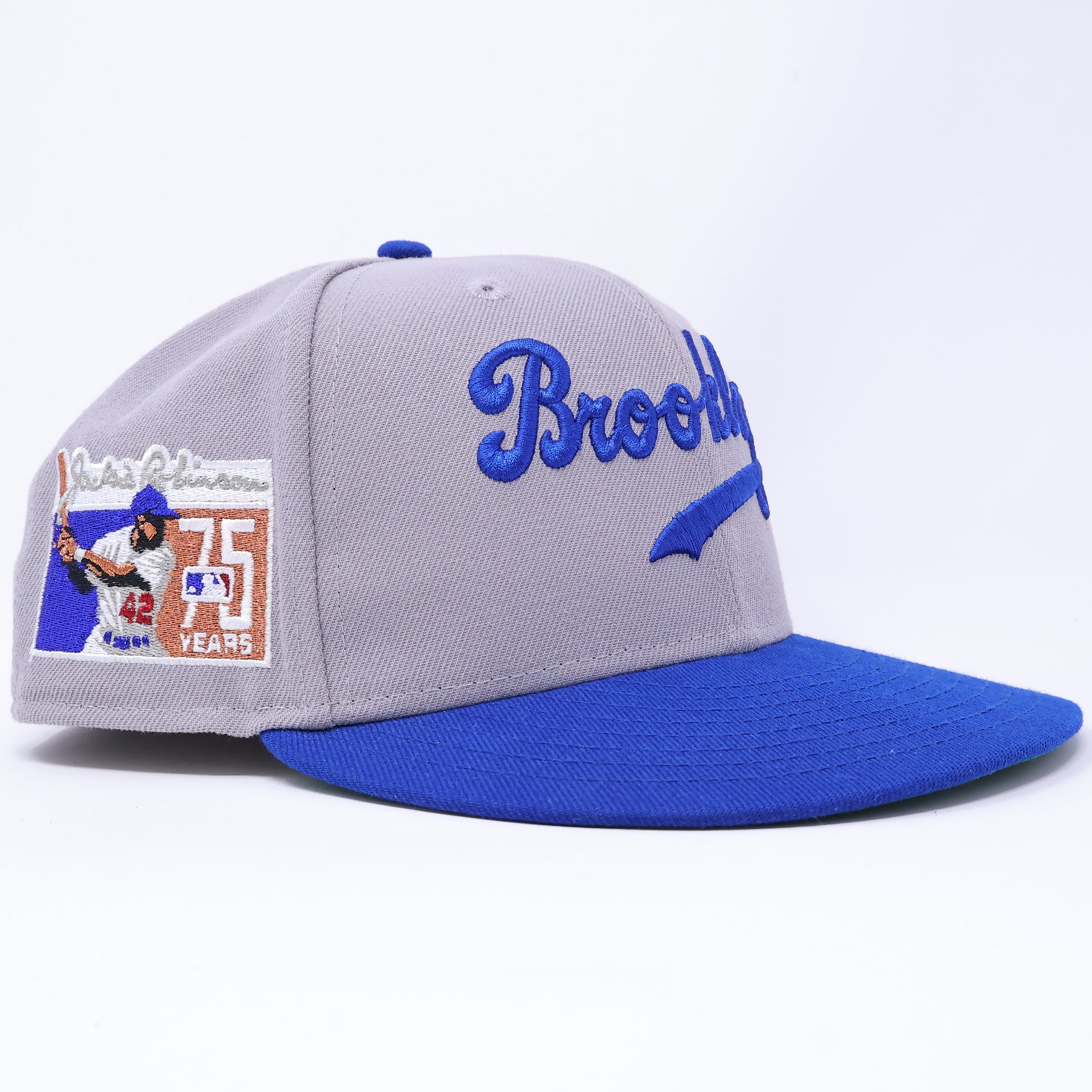 USED 1/2 Gray Brooklyn Dodgers Jackie Robinson 59fifty New Era Fitted Hat Cap