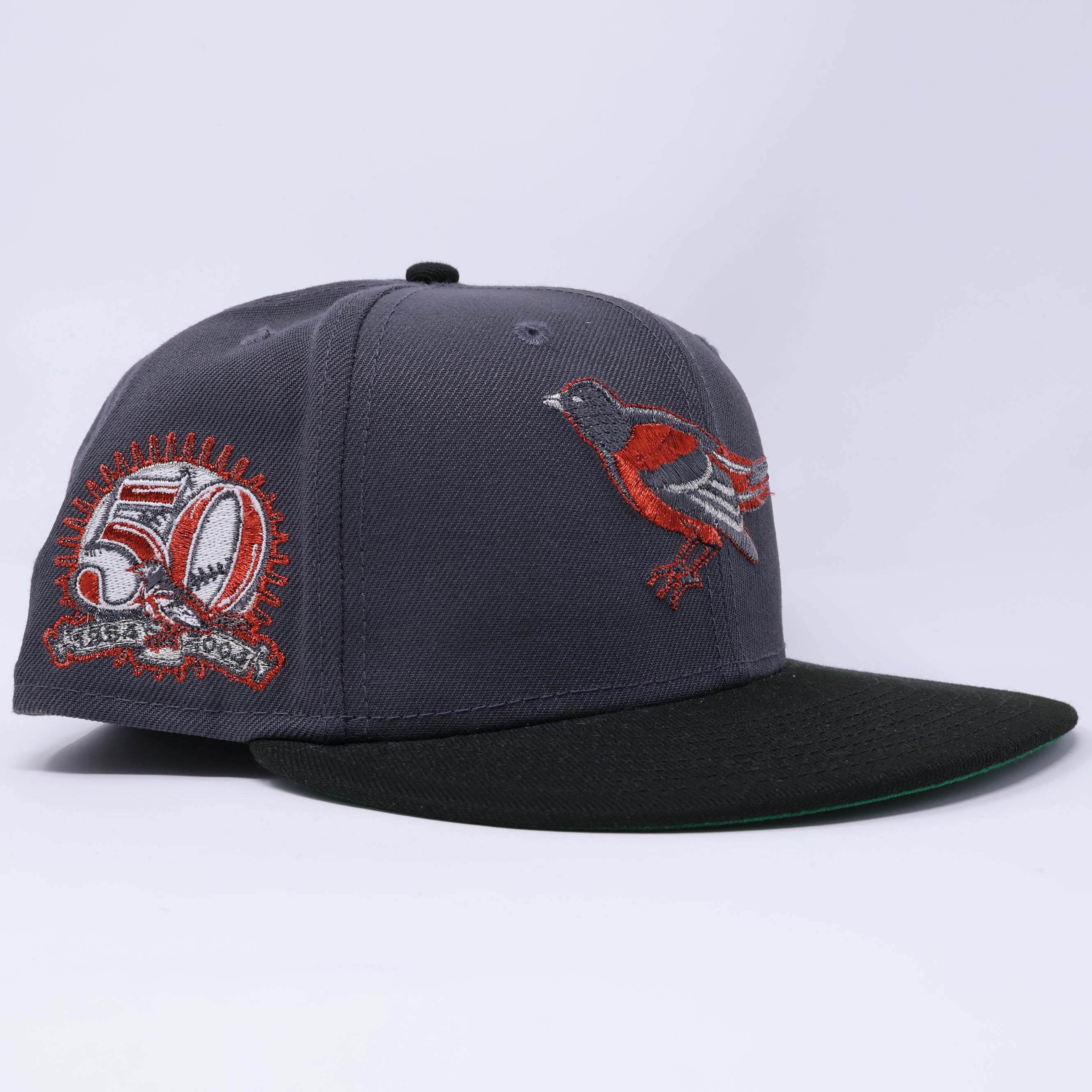 USED 3/4 Gray Baltimore Orioles 50th Anniversary 59fifty New Era Fitted Hat Cap