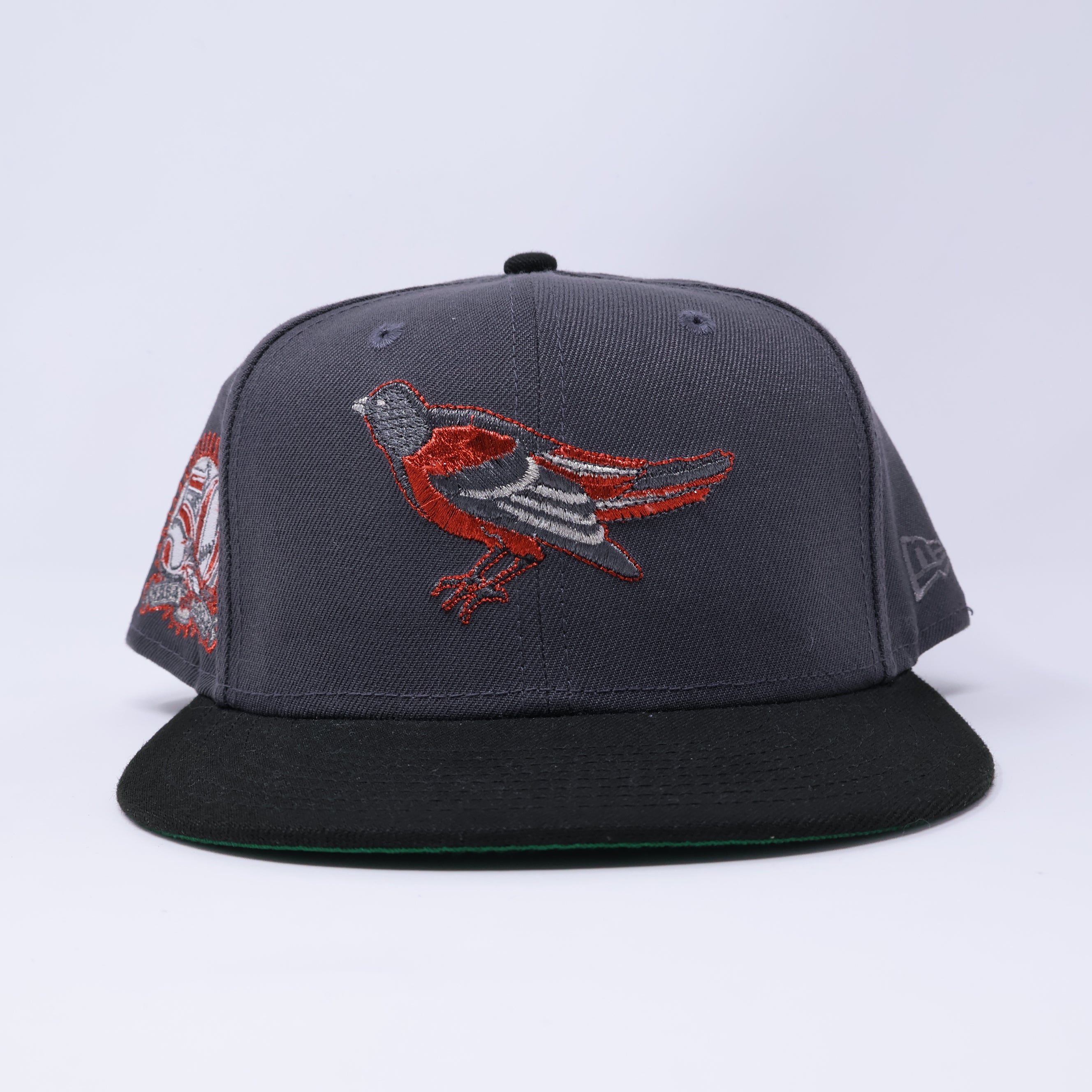 USED 3/4 Gray Baltimore Orioles 50th Anniversary 59fifty New Era Fitted Hat Cap