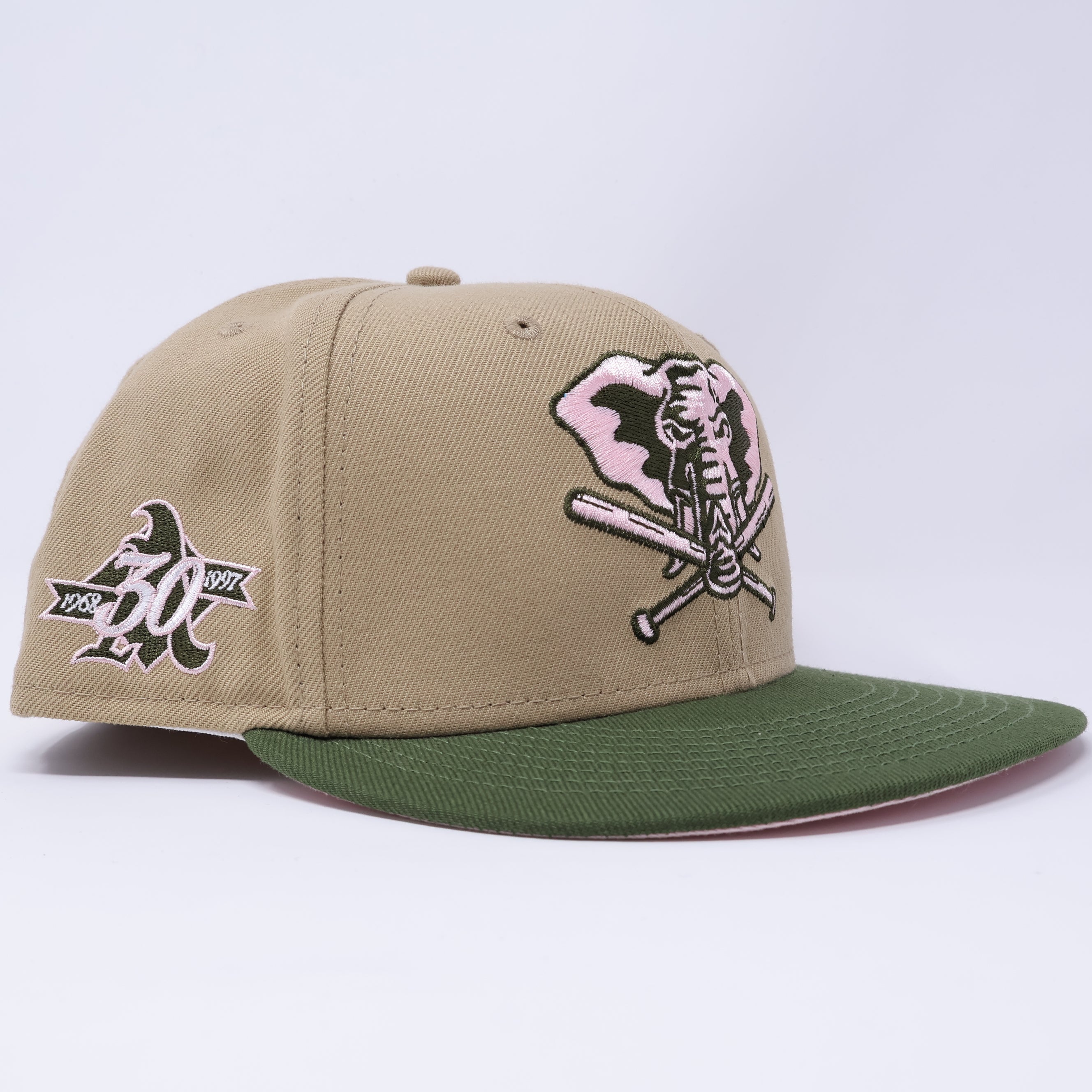 USED 3/4 Khaki Oakland Athletics 30th Anniversary 59fifty New Era Fitted Hat Cap