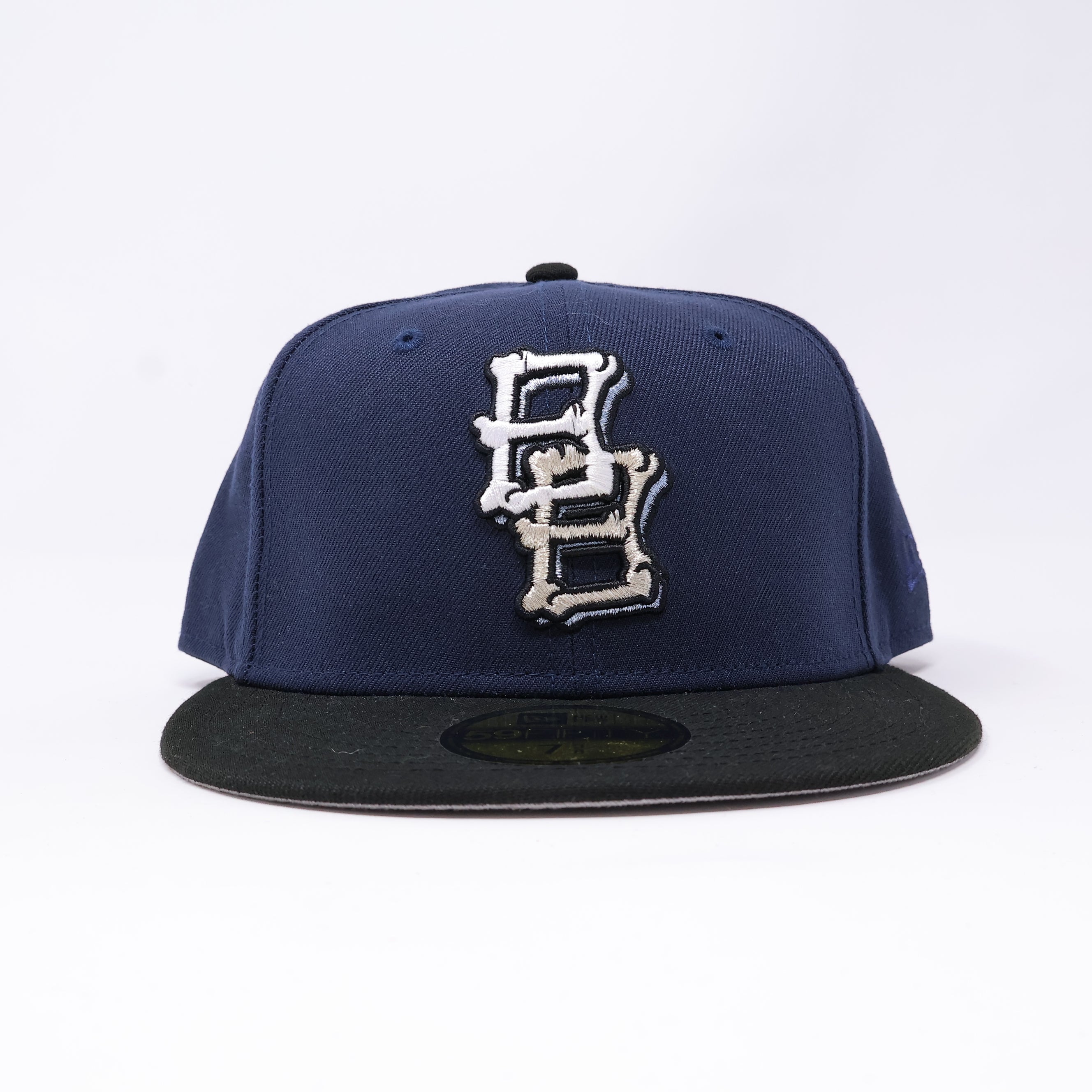 NWT 3/8 Navy Custom BonezBrimz BB Logo 59fifty New Era Fitted Hat Cap
