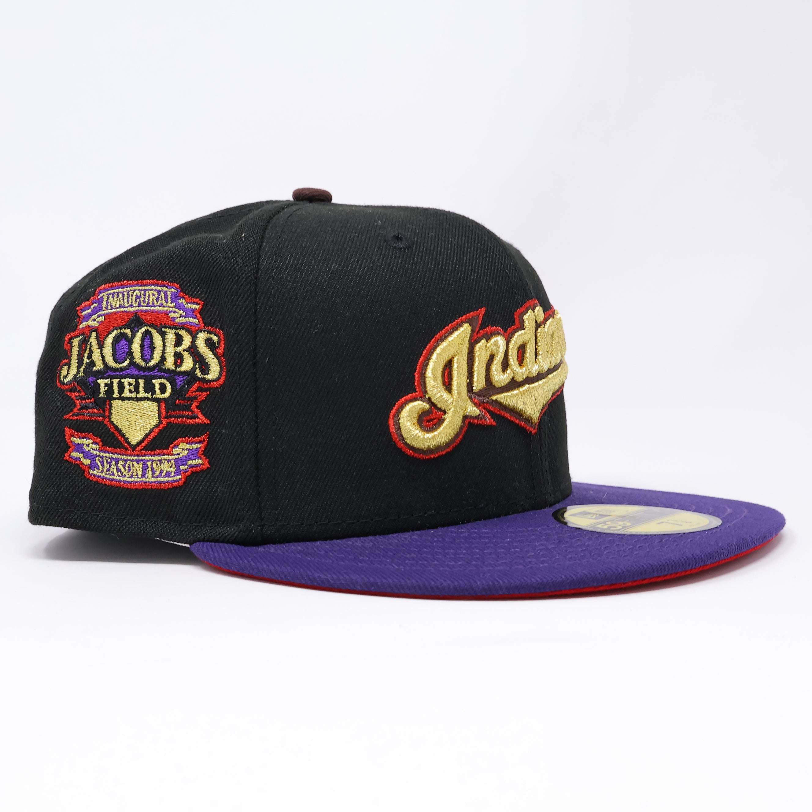 NWT 3/8 Black Cleveland Indians Jacobs Field 59fifty New Era Fitted Hat Cap