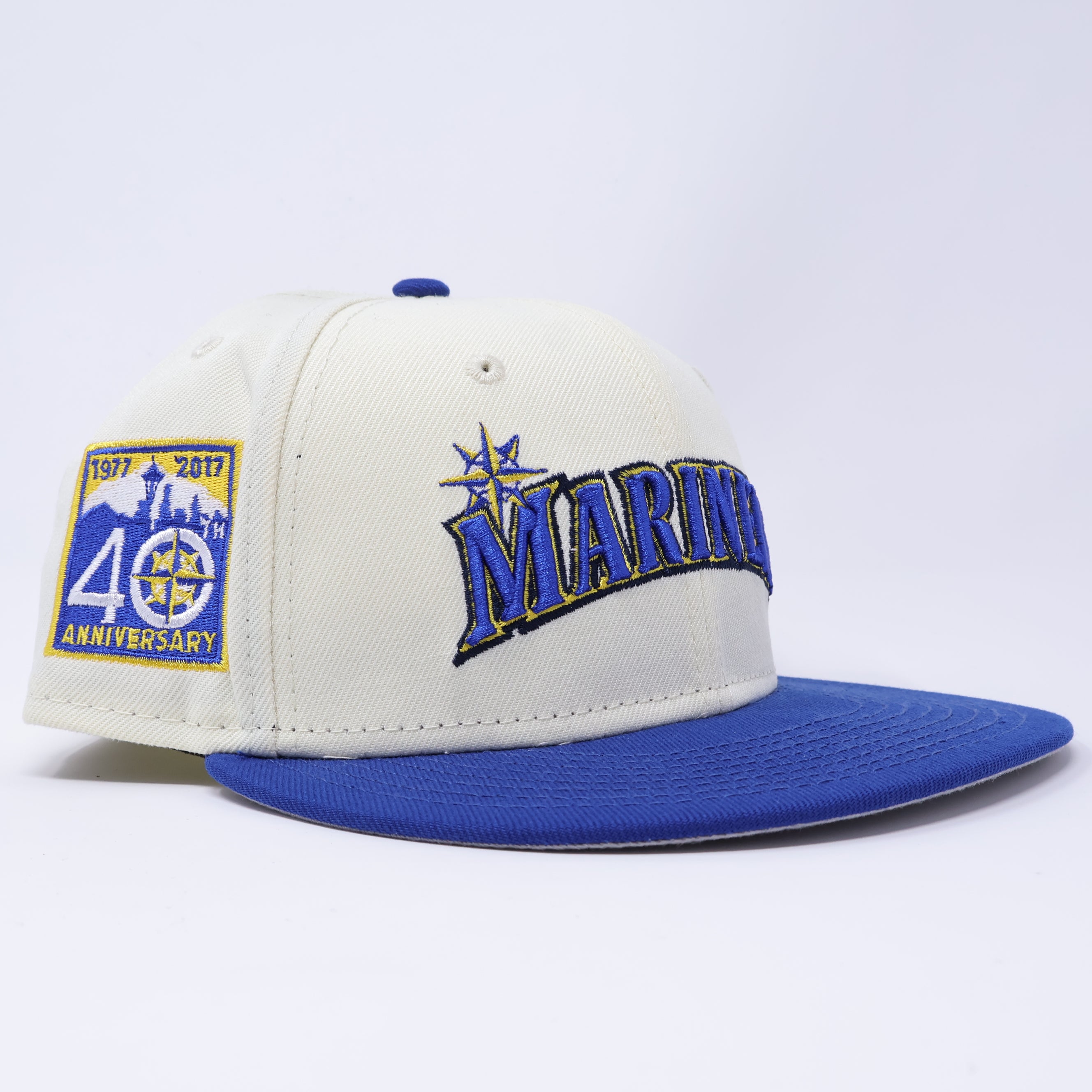 USED 1/8 Chrome Seattle Mariners 40th Anniversary 59fifty New Era Fitted Hat Cap