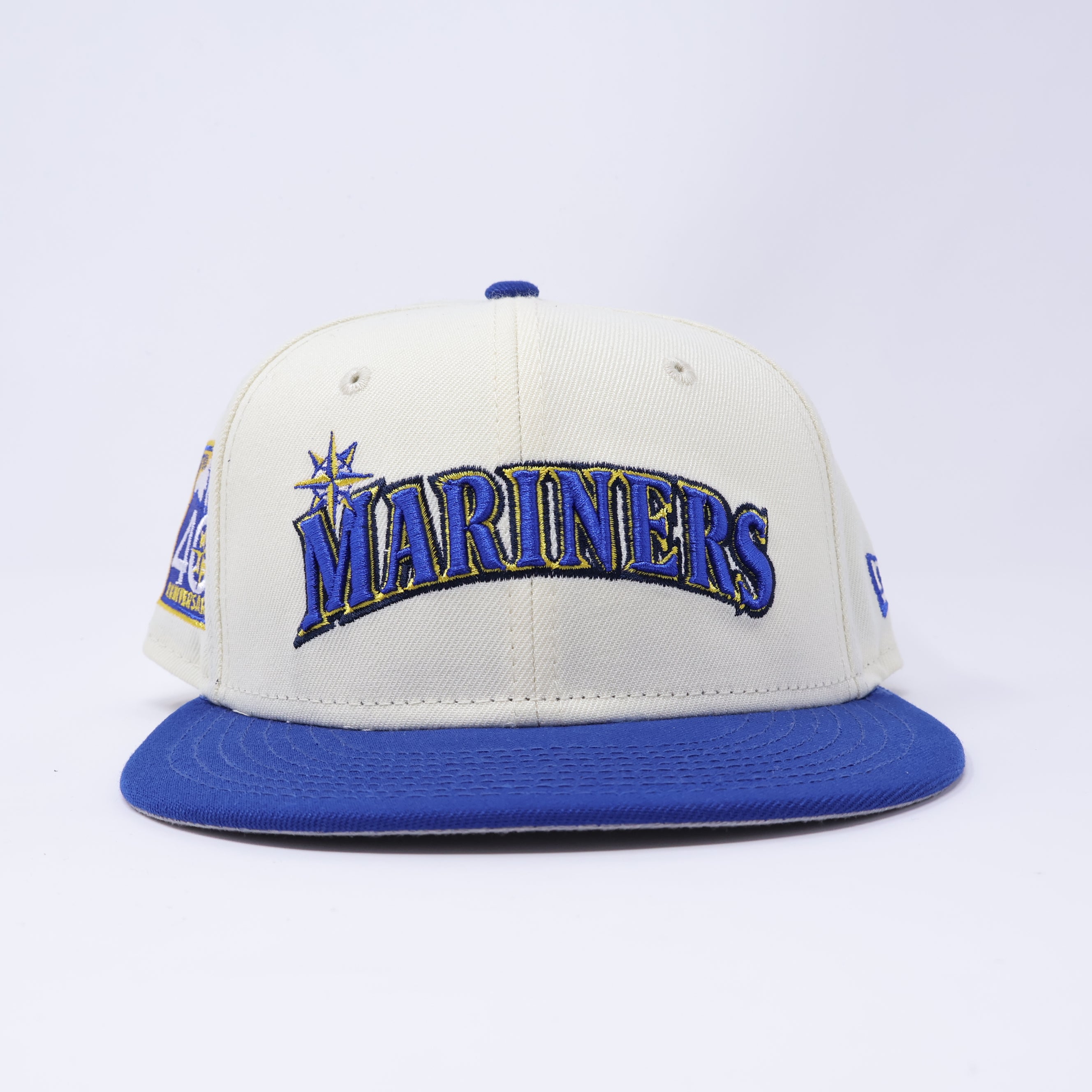 USED 1/8 Chrome Seattle Mariners 40th Anniversary 59fifty New Era Fitted Hat Cap