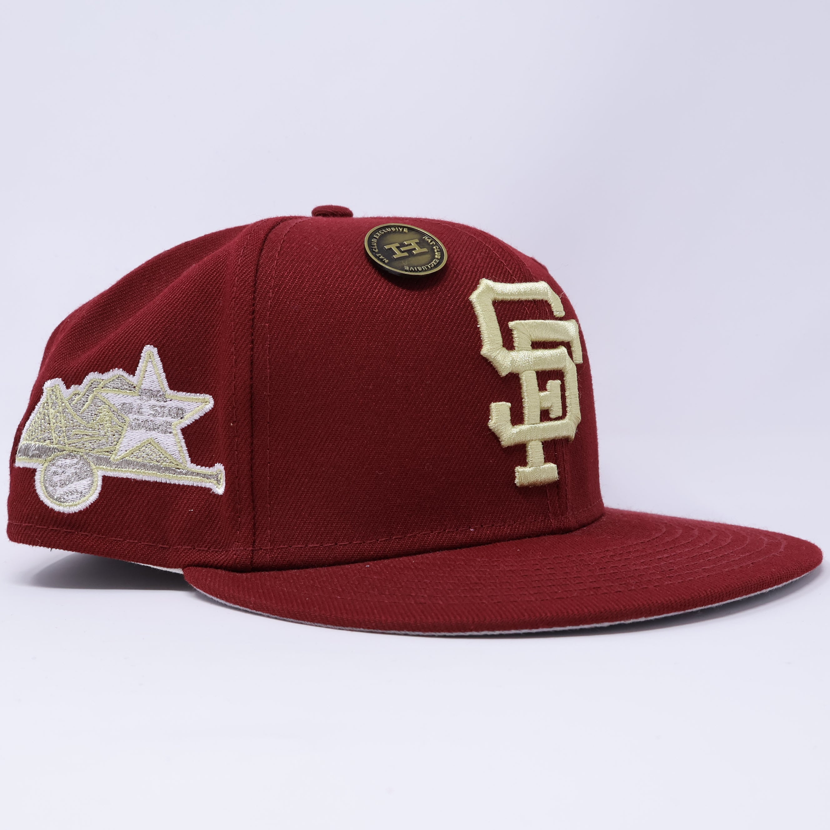USED 3/4 Maroon San Francisco Giants All Star Game 59fifty New Era Fitted Hat Cap