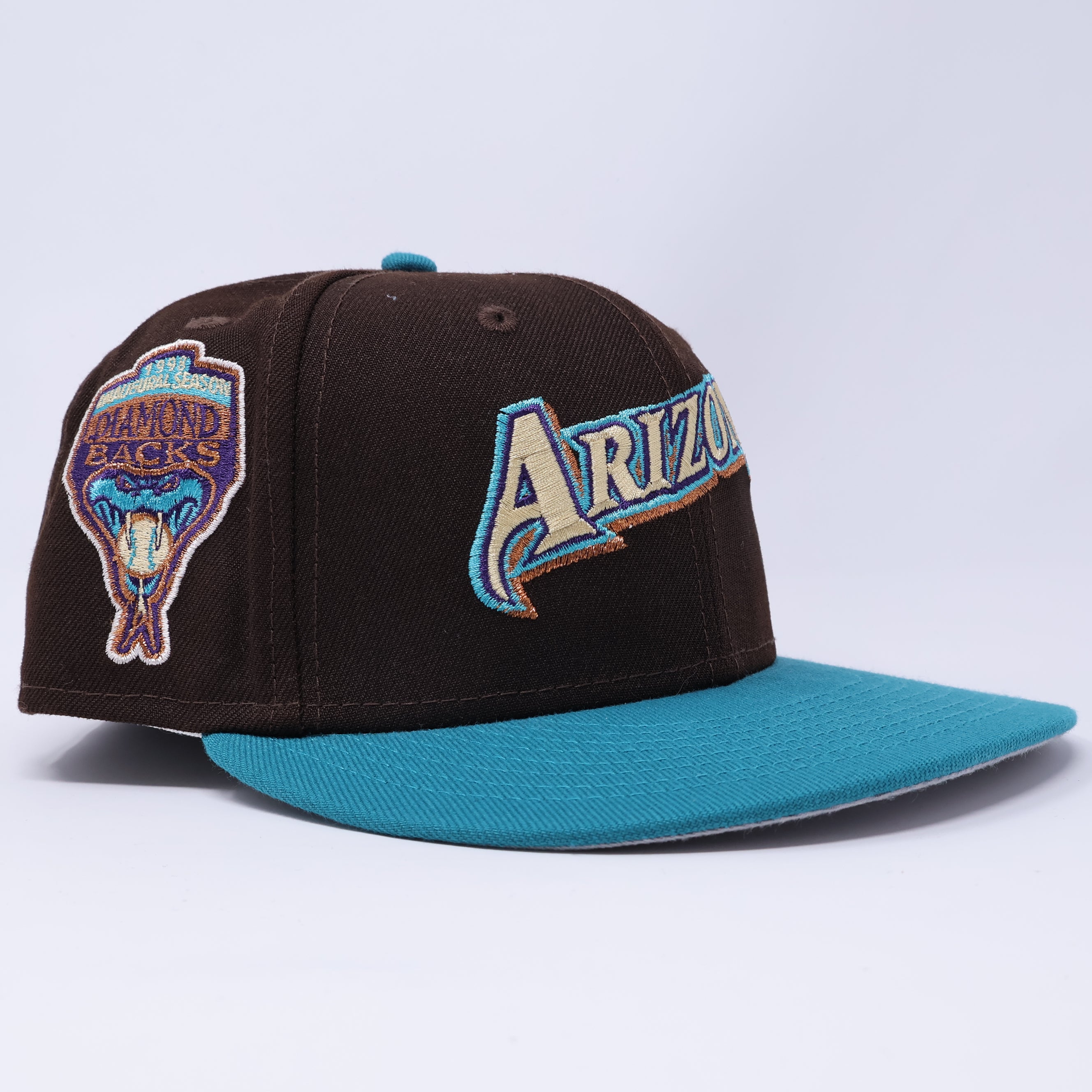 USED 1/8 Brown Arizona Diamondbacks 1998 Inaugural Season 59fifty New Era Fitted Hat Cap