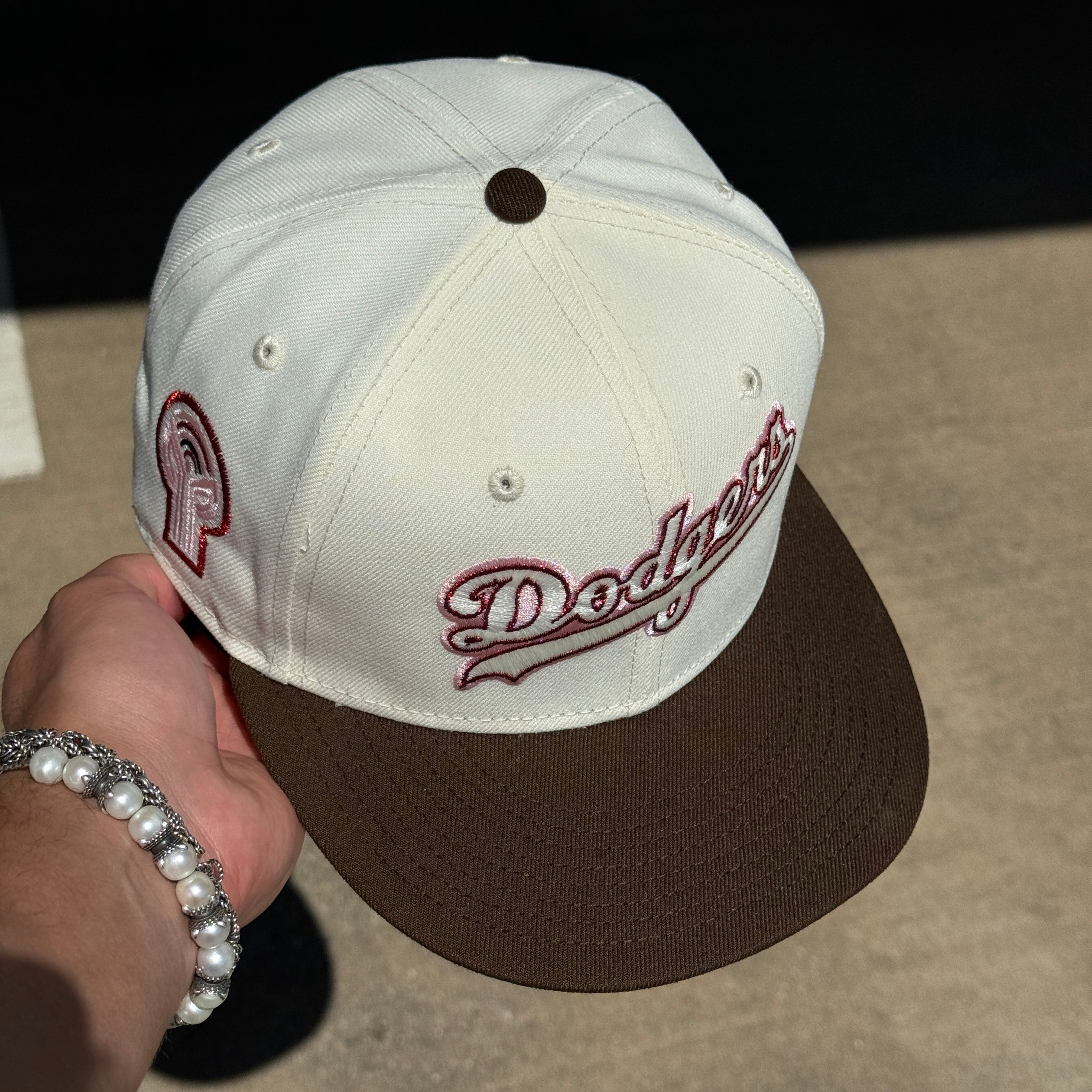 USED 1/8 Chrome Los Angeles Dodgers City Bicentennial 59fifty New Era Fitted Hat Cap