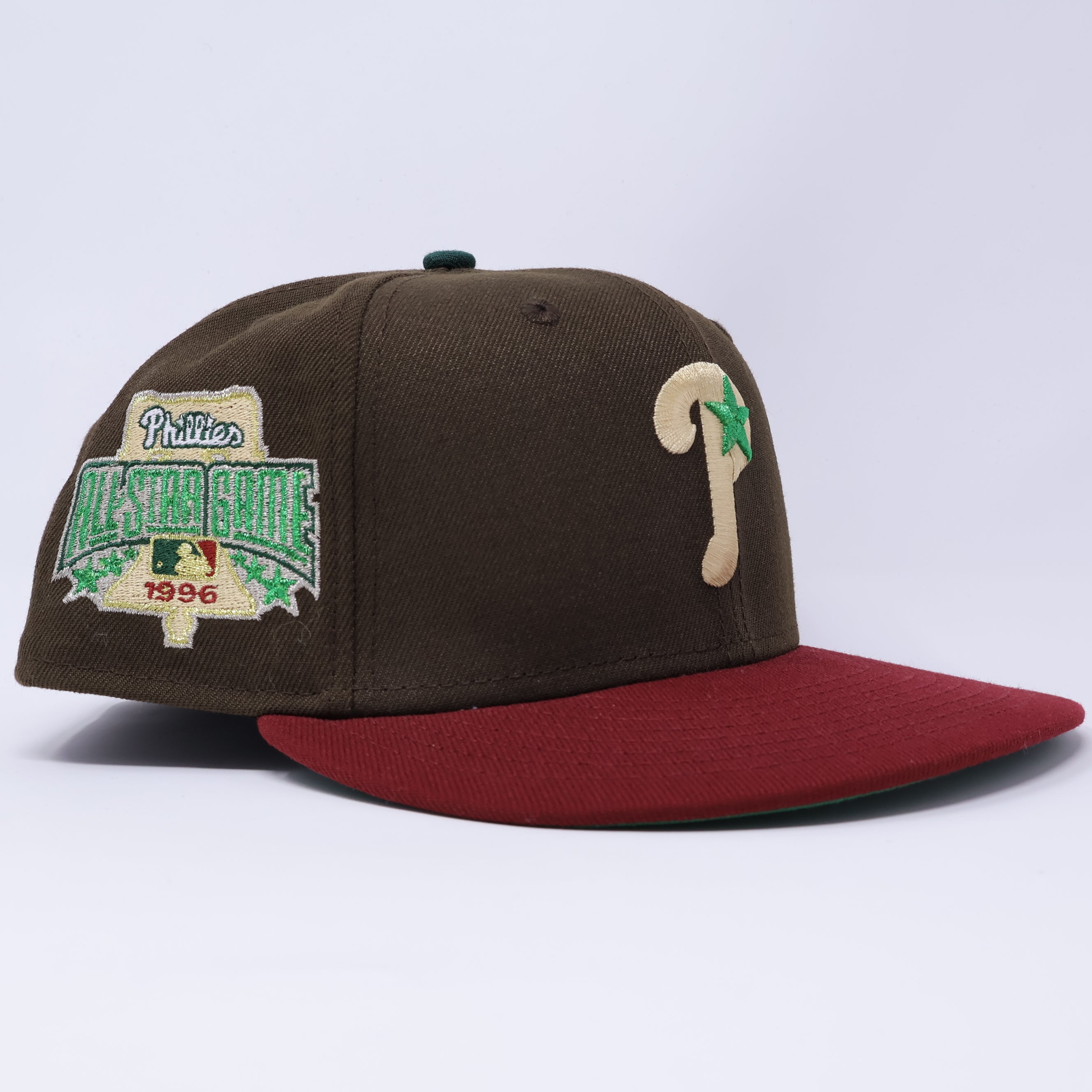 USED 5/8 Brown Philadelphia Phillies 1996 All Star Game 59fifty New Era Fitted Hat Cap