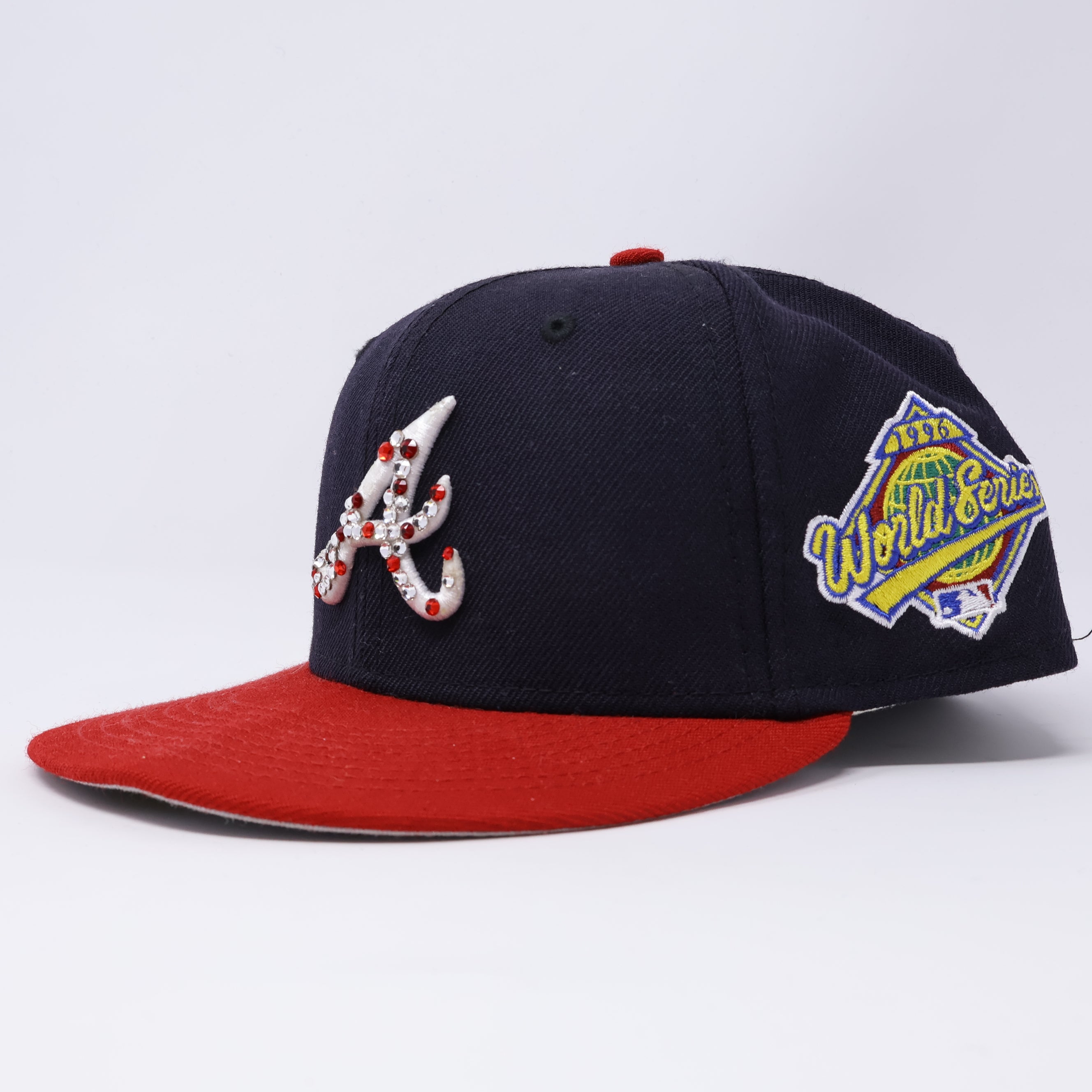 USED 1/4 CUSTOM Navy Atlanta Braves 1995 World Series 59fifty New Era Fitted Hat Cap