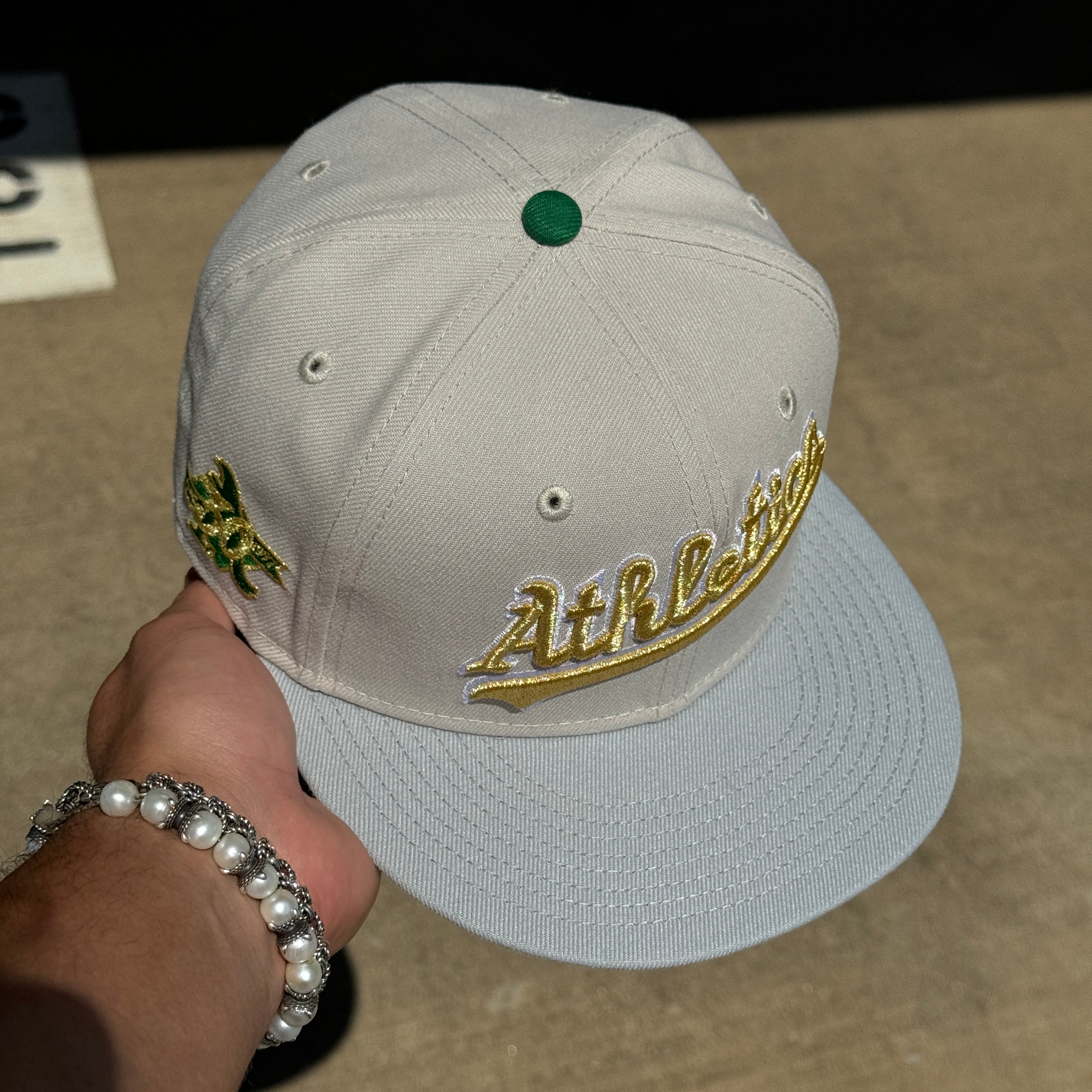 USED 1/8 Stone Oakland Athletics 30th Anniversary 59fifty New Era Fitted Hat Cap