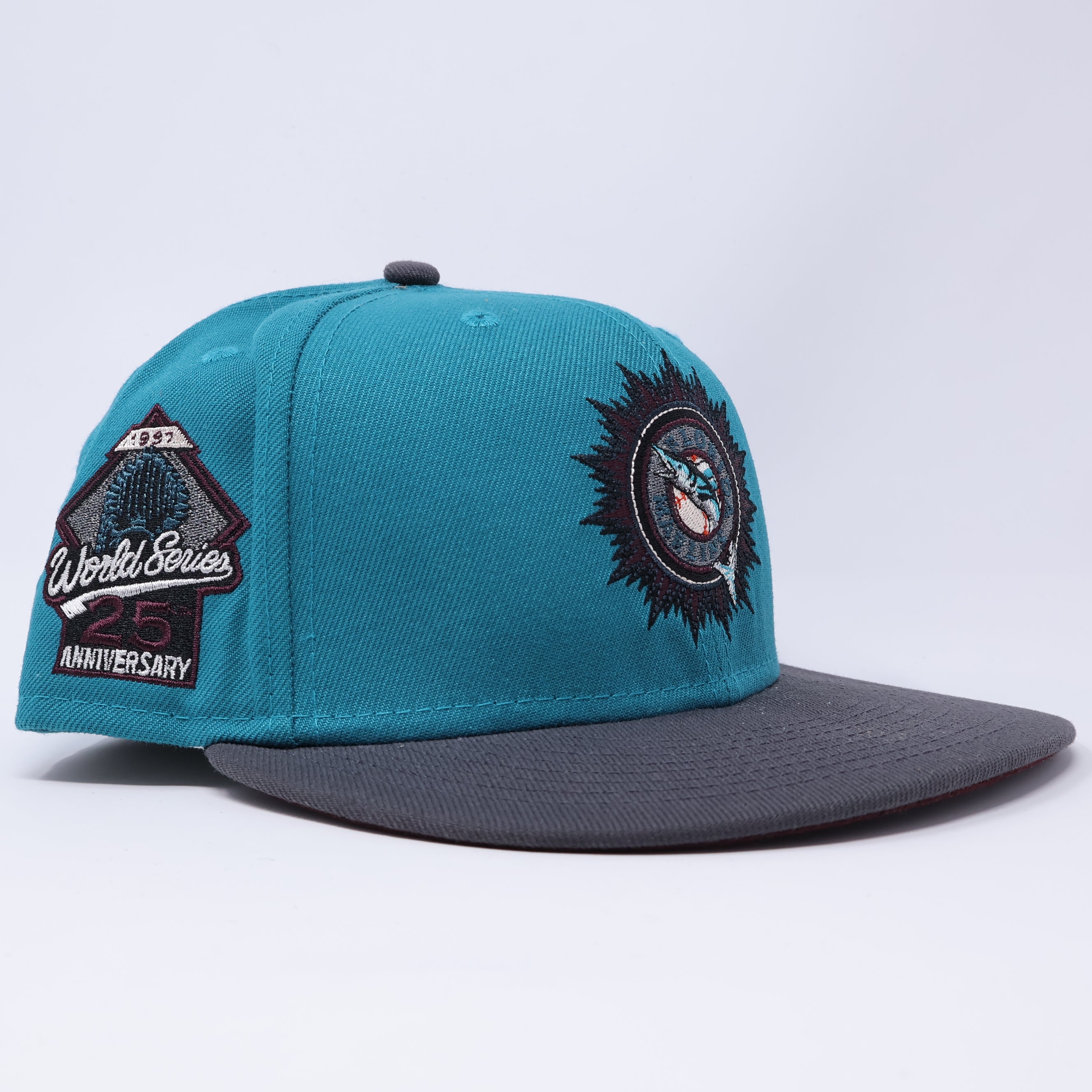 USED 1/8 Teal Florida Miami Marlins 1997 World Series 59fifty New Era Fitted Hat Cap