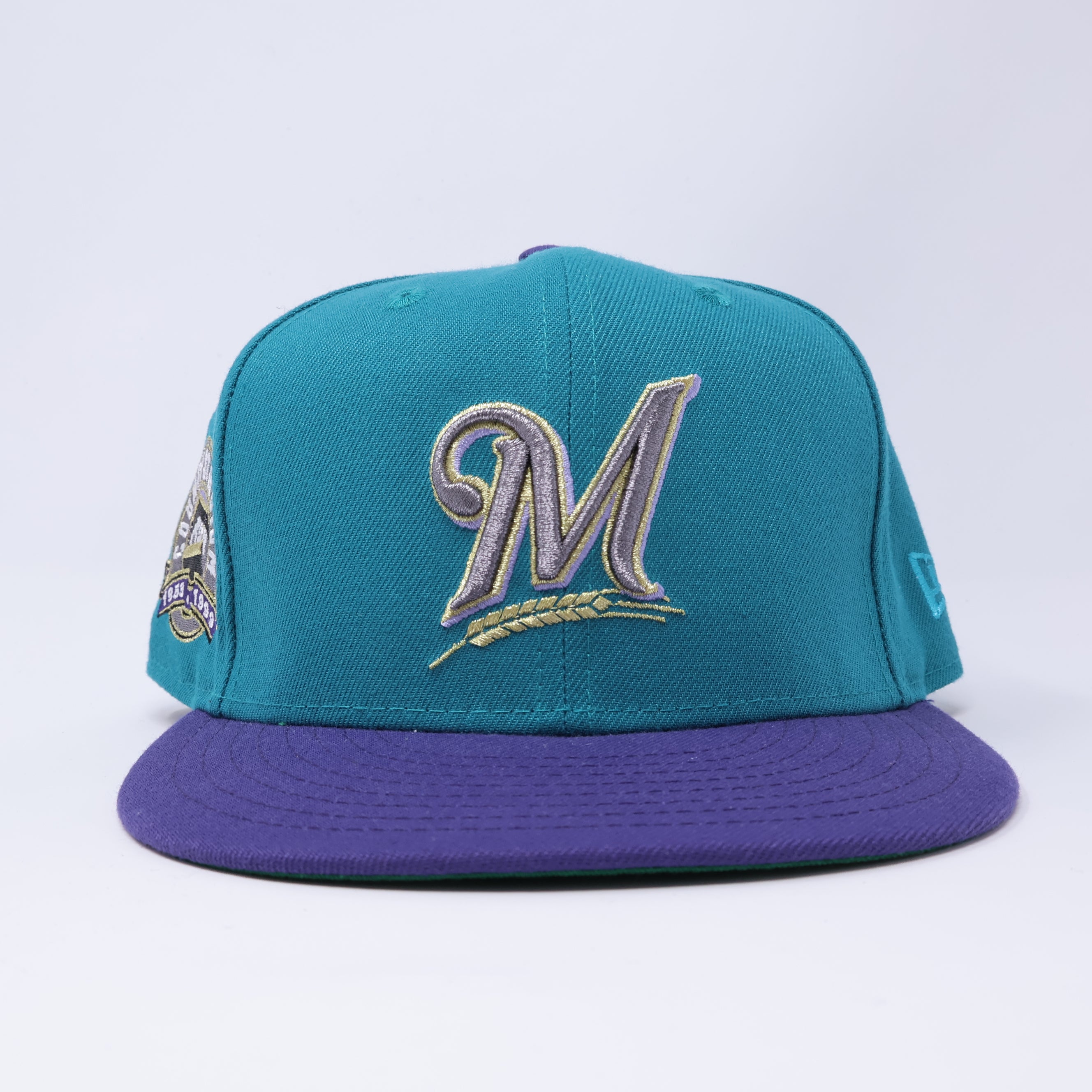 USED 5/8 Teal Milwaukee Brewers County Stadium 59fifty New Era Fitted Hat Cap