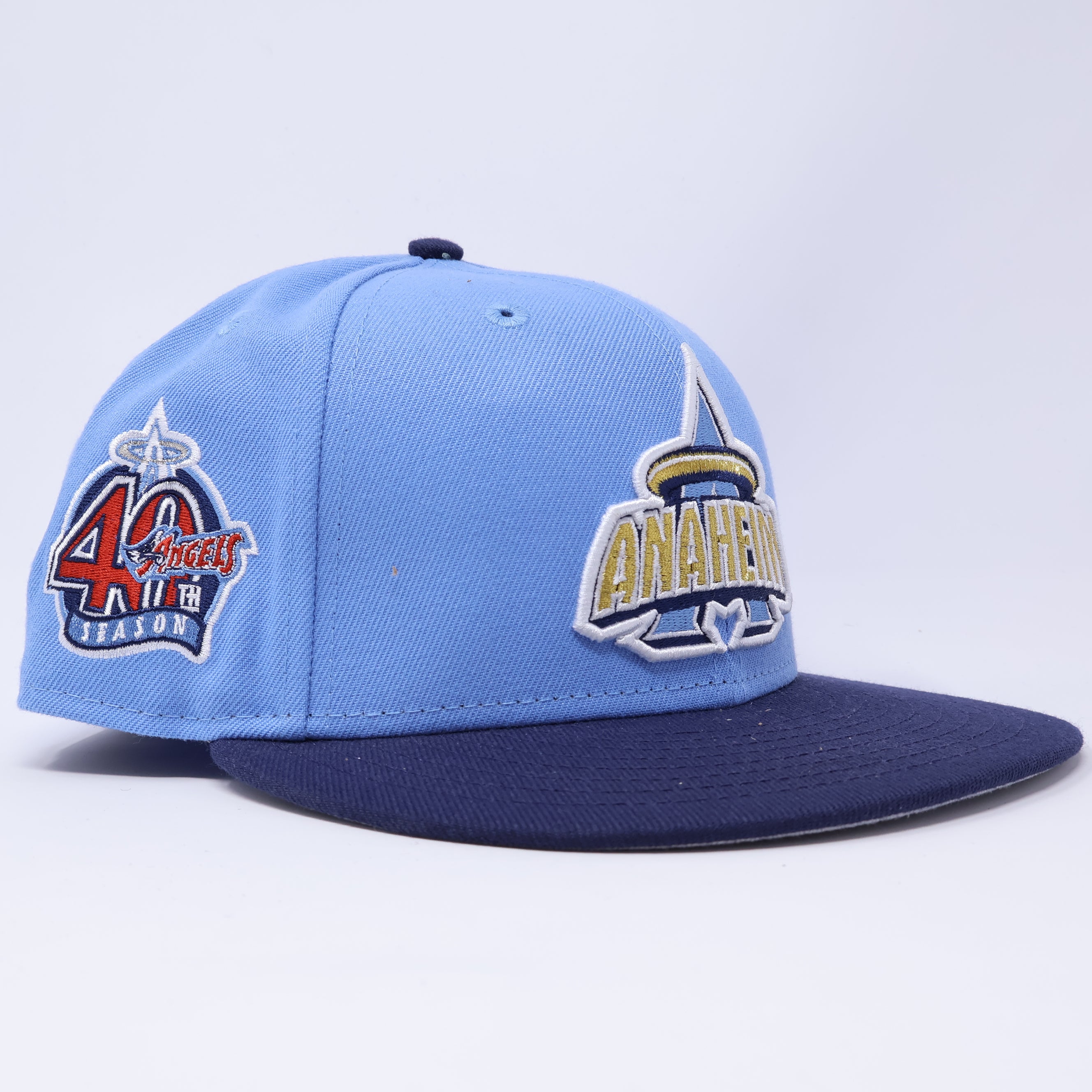 USED 1/8 Blue Los Angeles Angels 40th Season 59fifty New Era Fitted Hat Cap