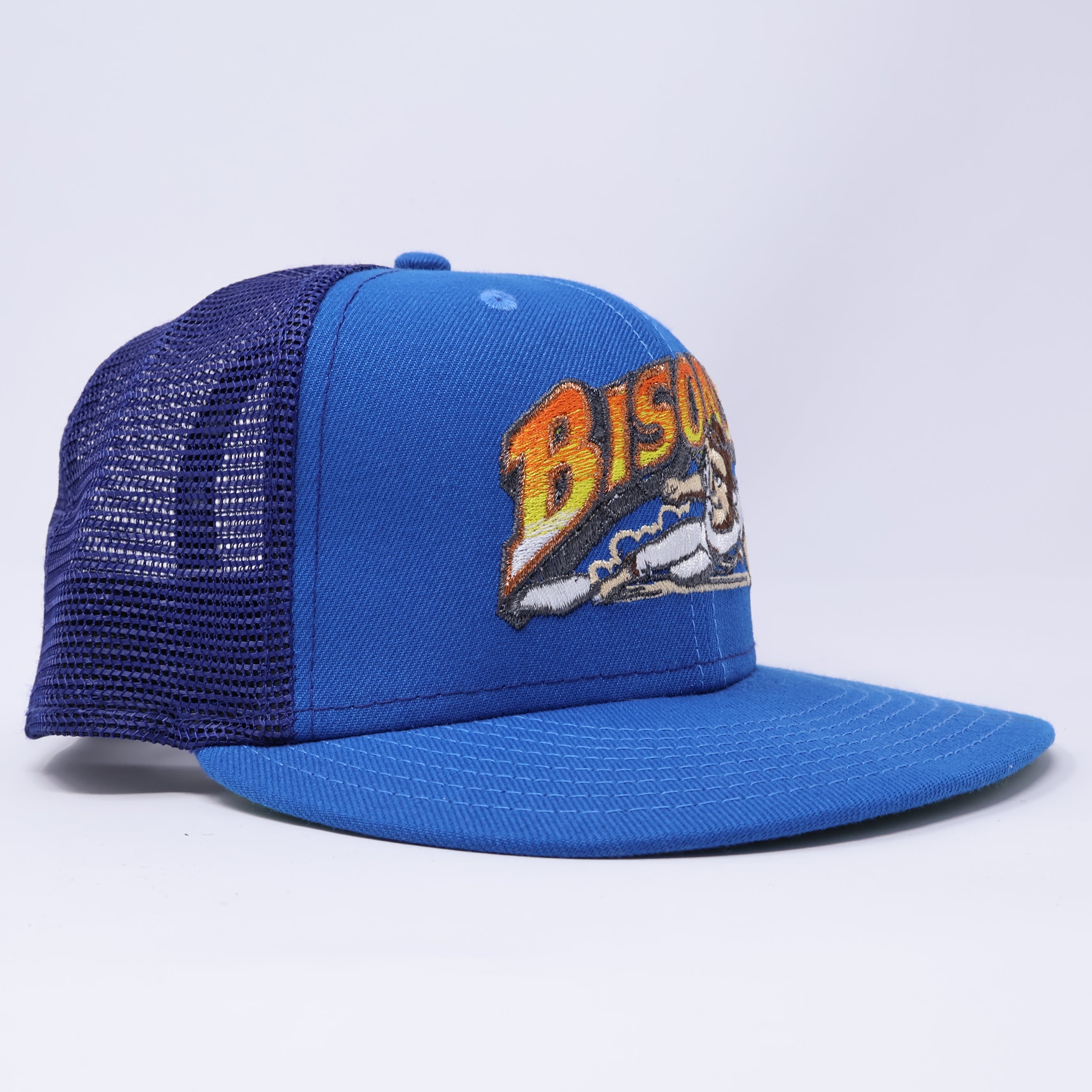 USED 1/8 Blue Trucker Buffalo Bisons Minor League 59fifty New Era Fitted Hat Cap