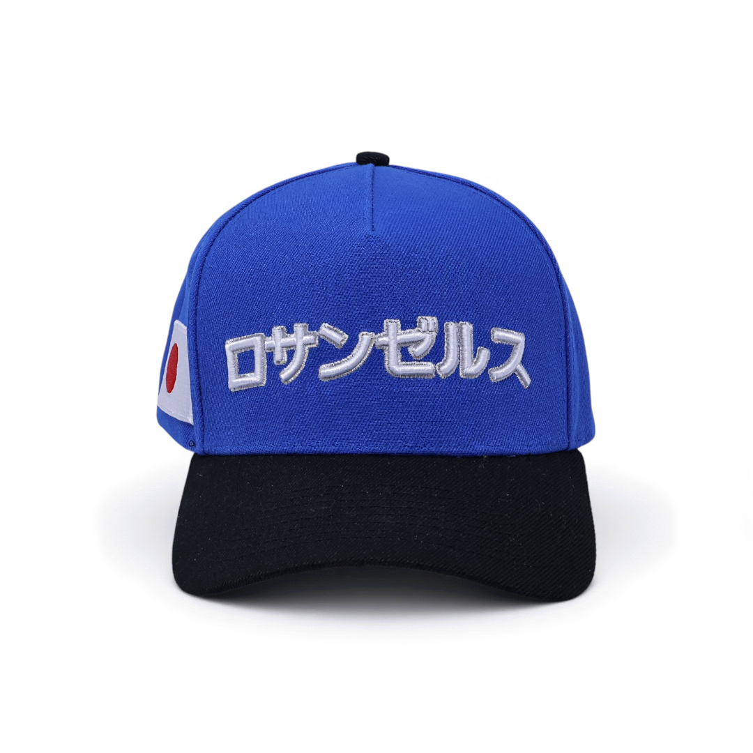 Blue "Los Angeles" Japanese Katakana 5 Panel Baseball Cap