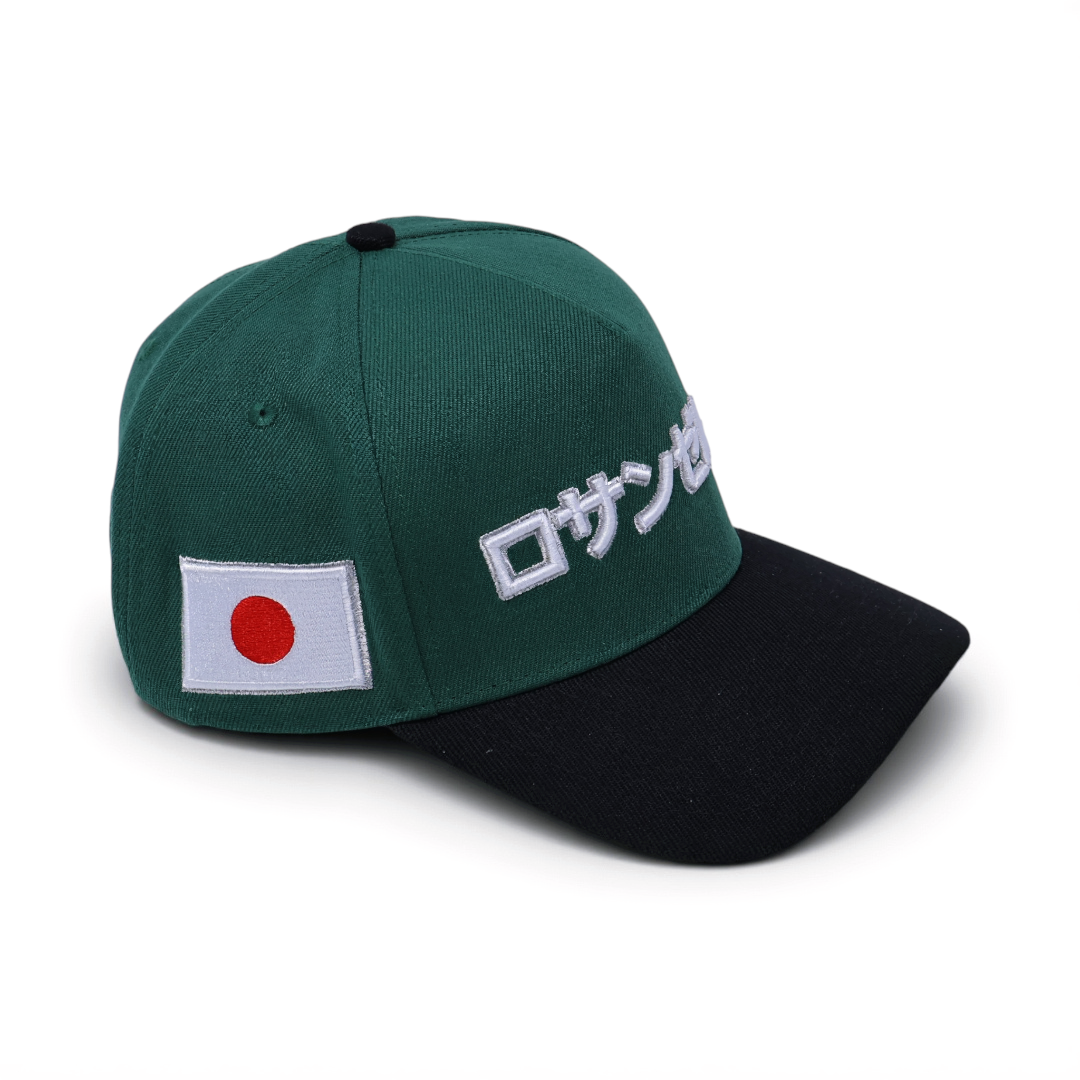 Green "Los Angeles" Japanese Katakana 5 Panel Baseball Cap