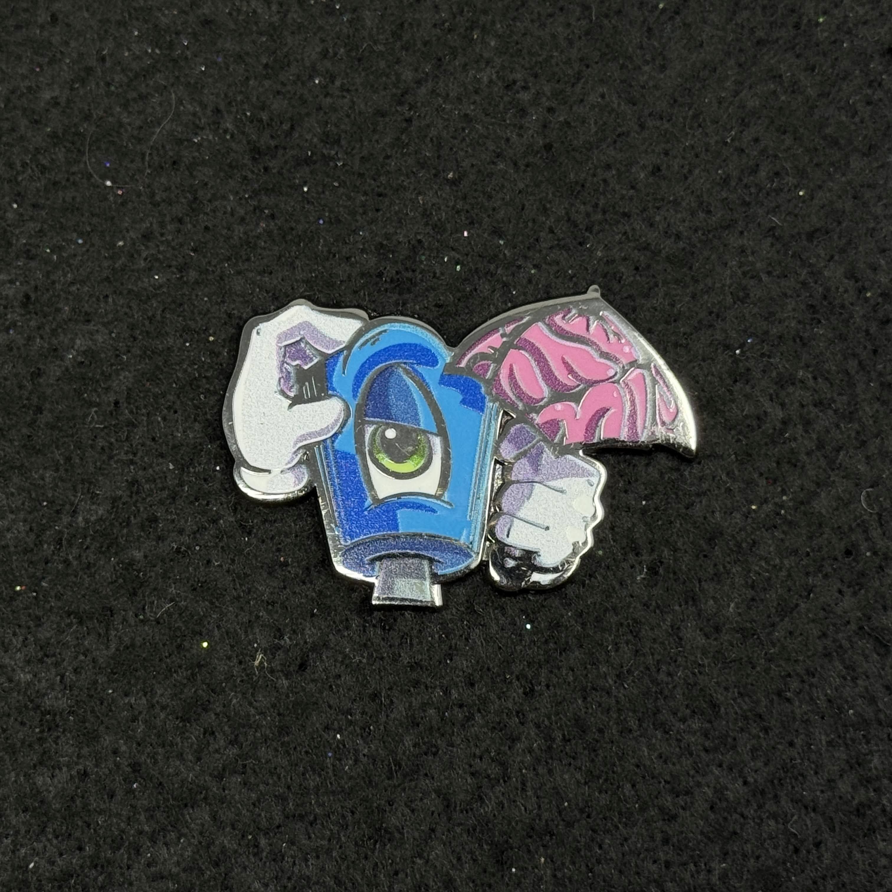 Blue Spray Paint Nozzle Graphic Pin