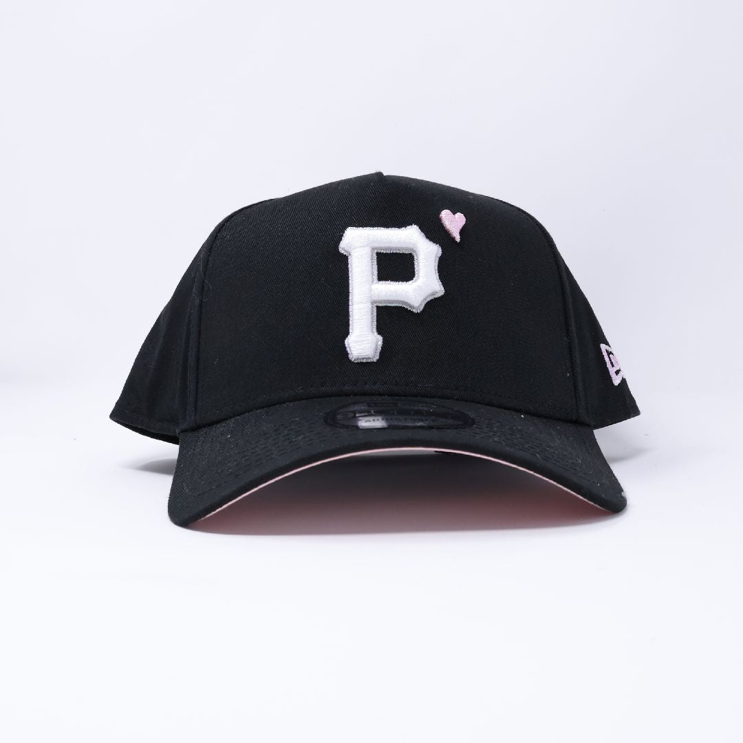 NWT Black Pittsburgh Pirates Heart 9Forty New Era Adjustable Snapback Hat 5 Panel