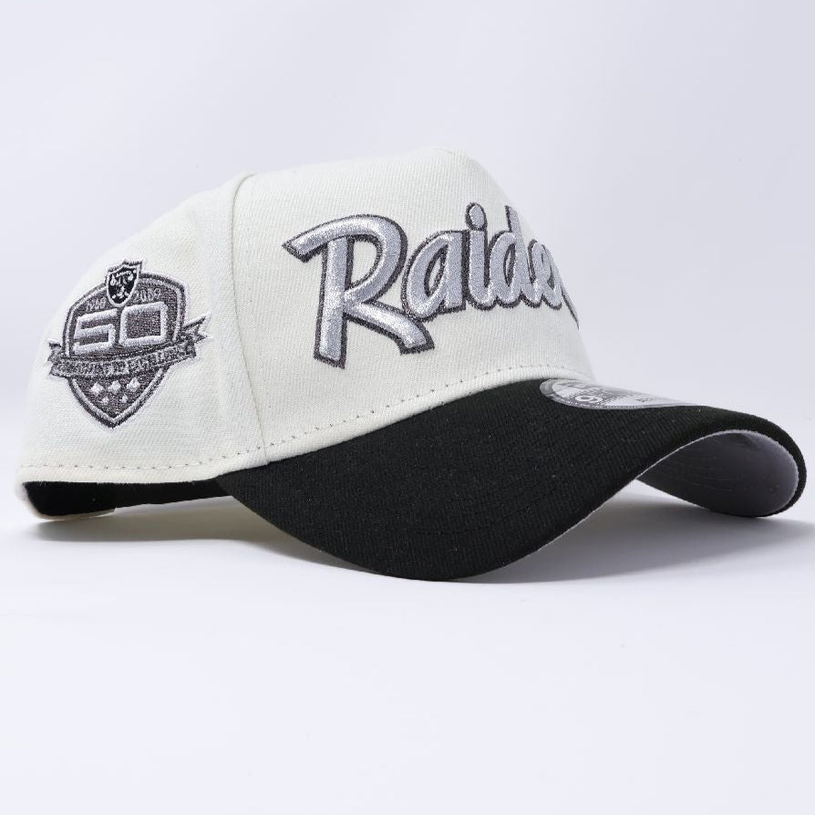NWT Chrome Las Vegas Raiders 50th Anniversary NFL 9Forty New Era Adjustable Hat