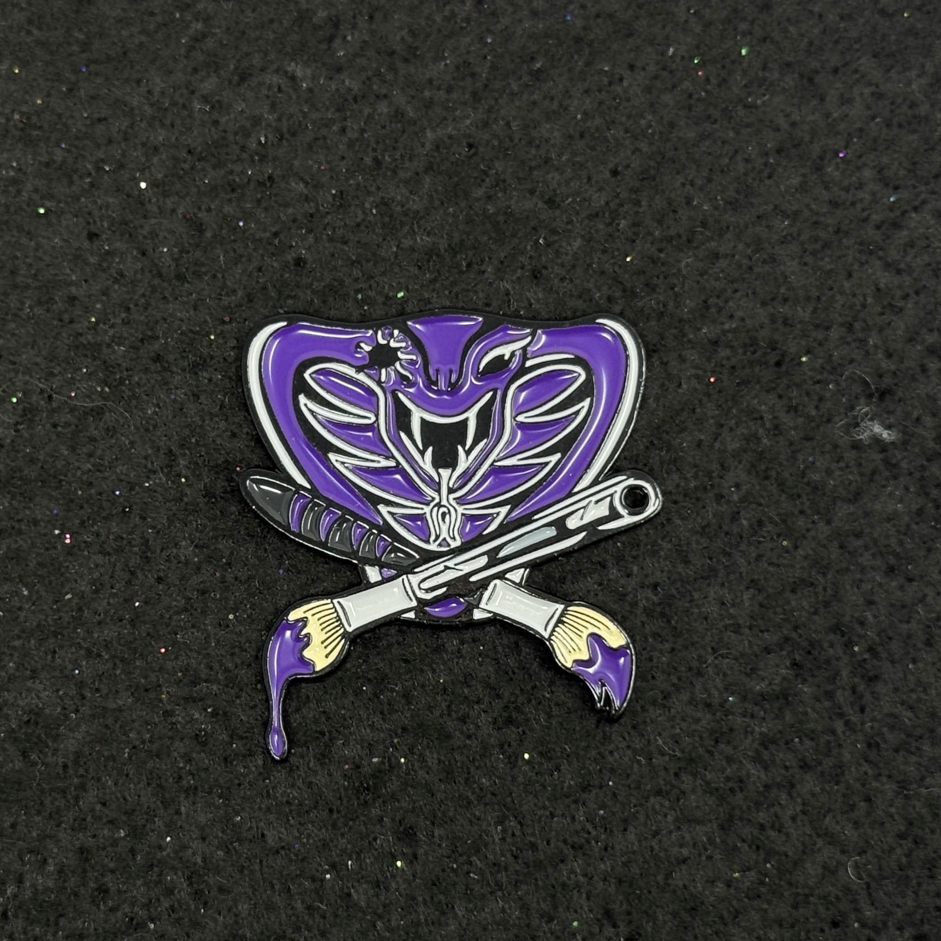 Purple Cobra Paint Brushes Graphic Pin