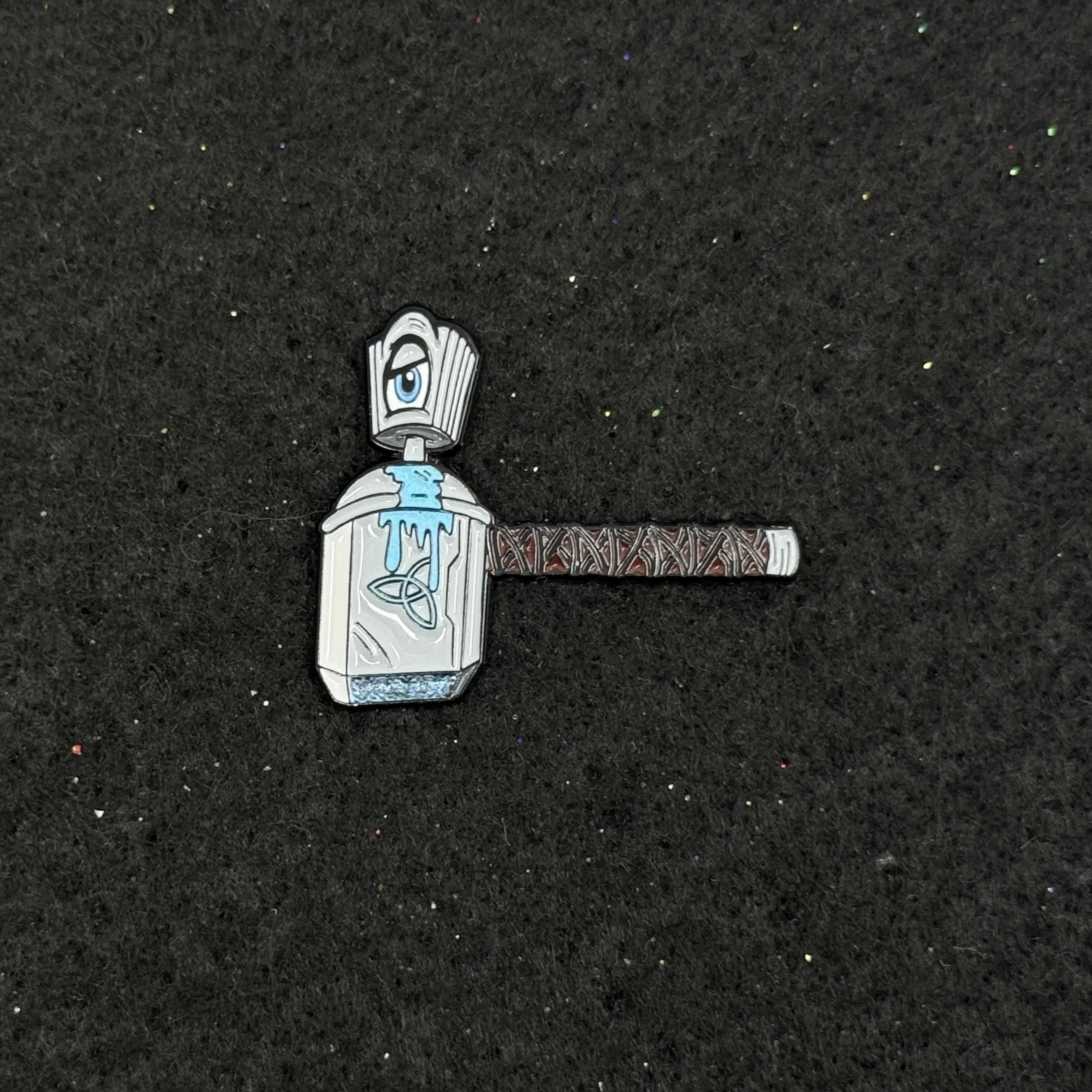 Thor Hammer Spray Paint Can Graphic Pin