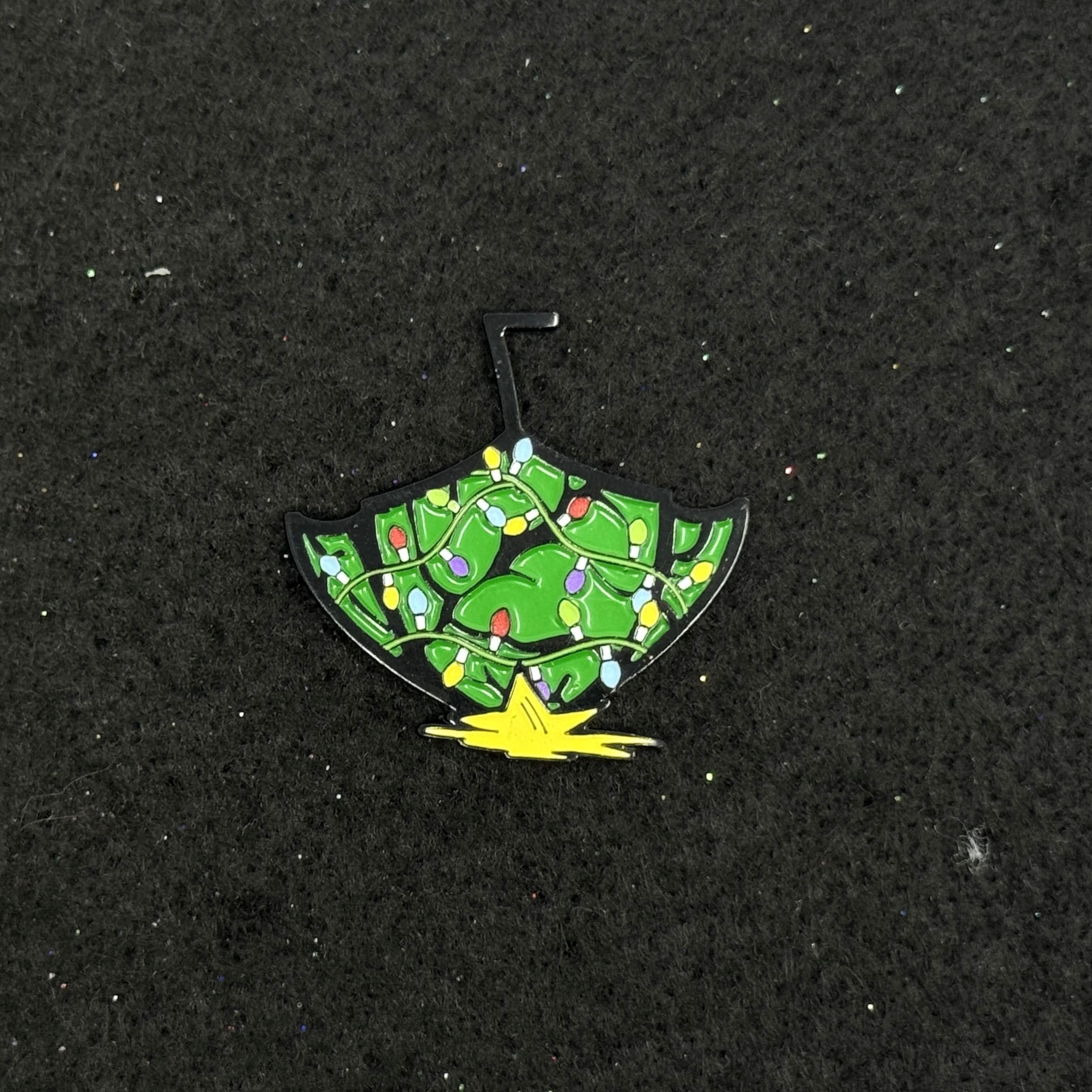 Upside Down Green Christmas Tree Graphic Pin