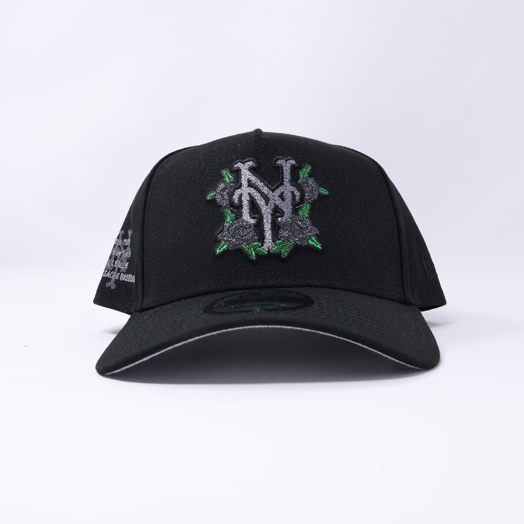 Black New York Mets Queens MLB 9Forty A-Frame Adjustable Strap New Era Cap Hat Sun Dad