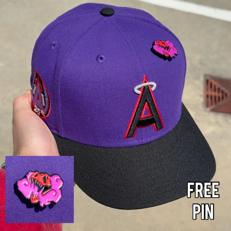 7 3/8 USED Purple Anaheim Angels 25th Anniversary 59fifty New Era Fitted Hat Cap